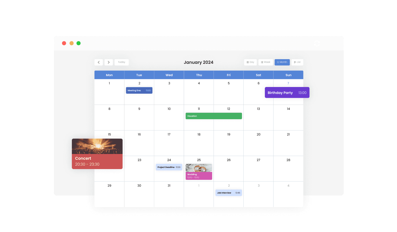 Calendar - Publii website Personalized Color Customization