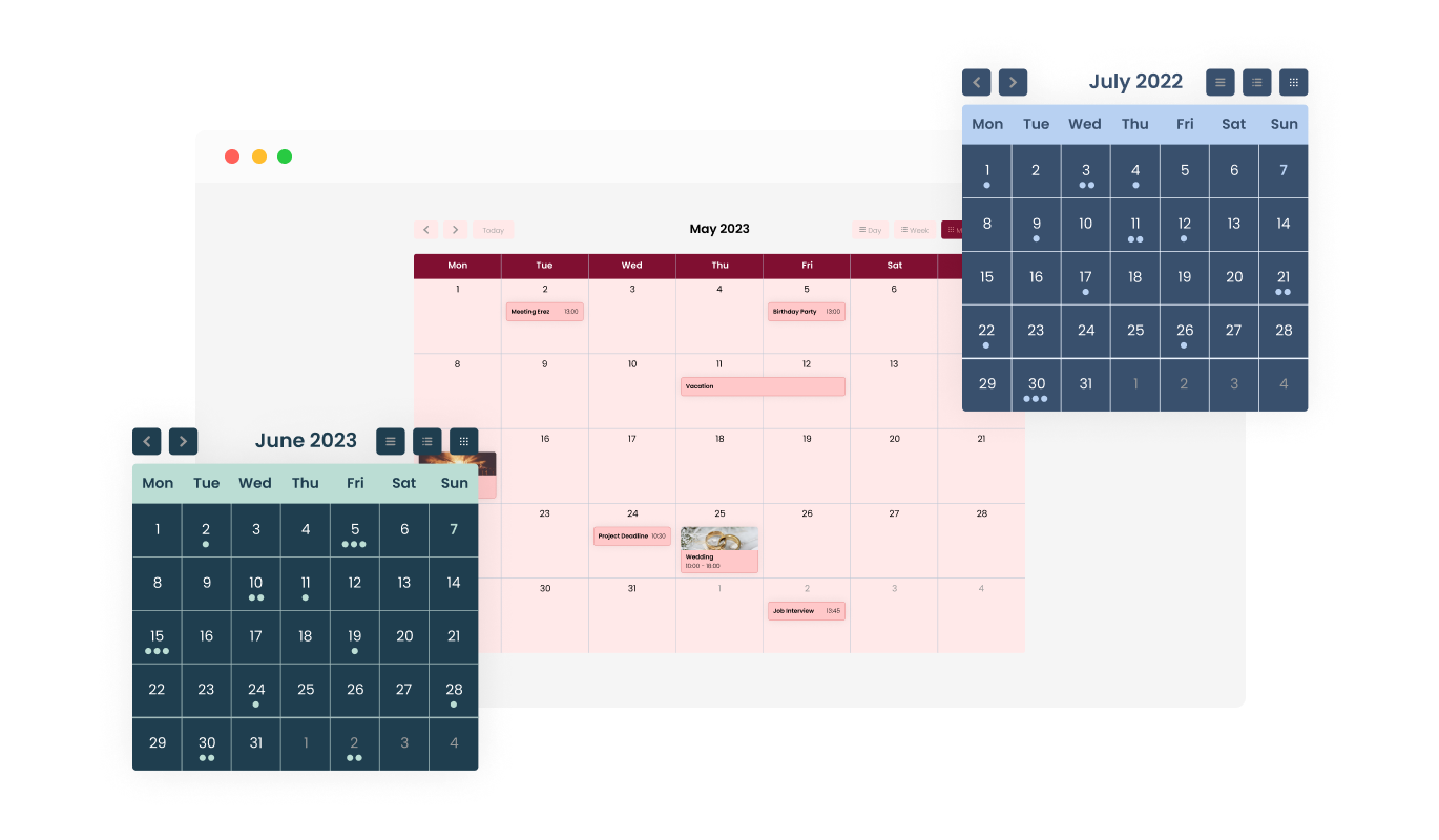 Calendar - Simplify Design with Multiple Skins for WebEden Calendar