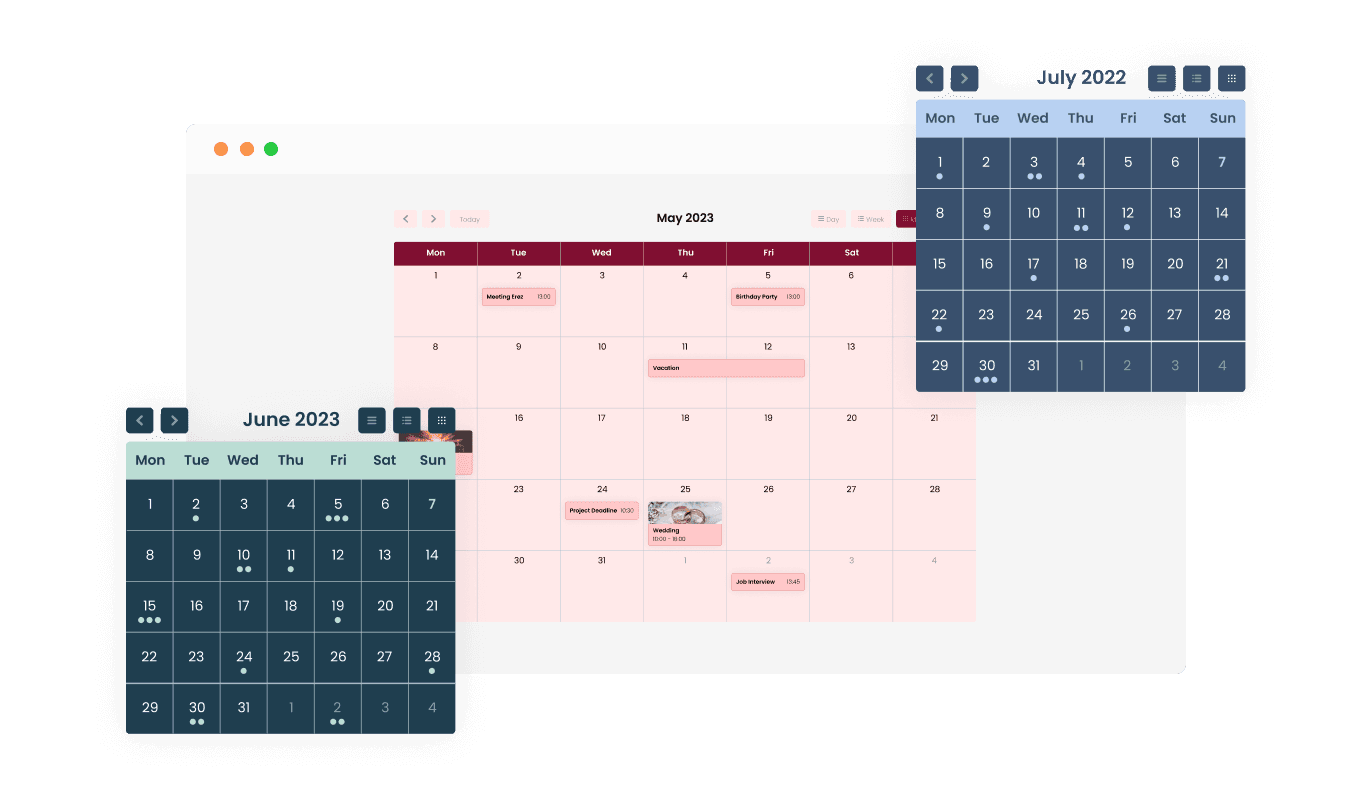 Calendar - Pick Your Style with Zinja Calendar's Multiple Skins