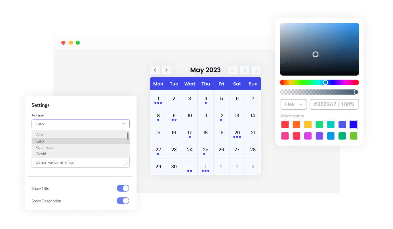 Calendar - Create Your Unique Look with WebEden Calendar widget