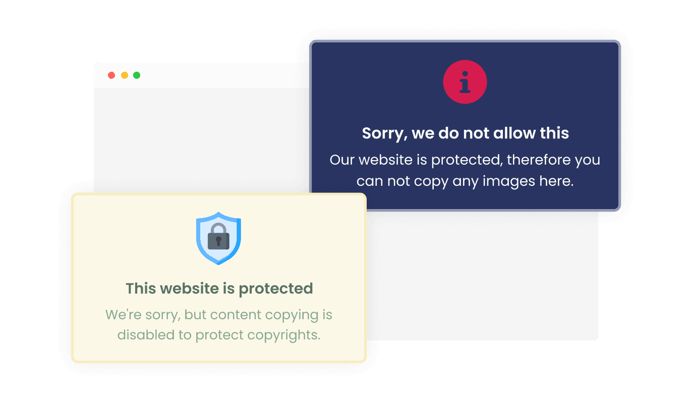 Right Click Protection - Personalized Message Accompanied by Unique Icons or Images