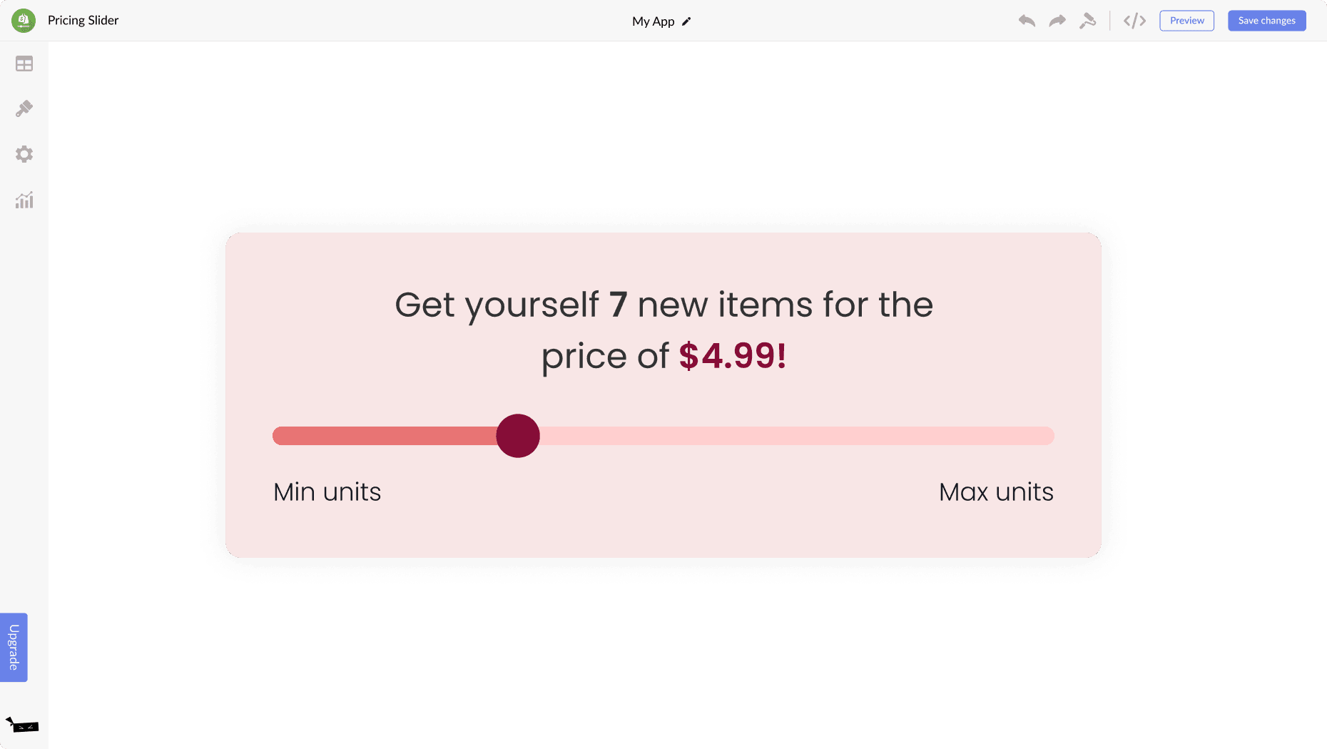 Pricing Slider for Vintcer