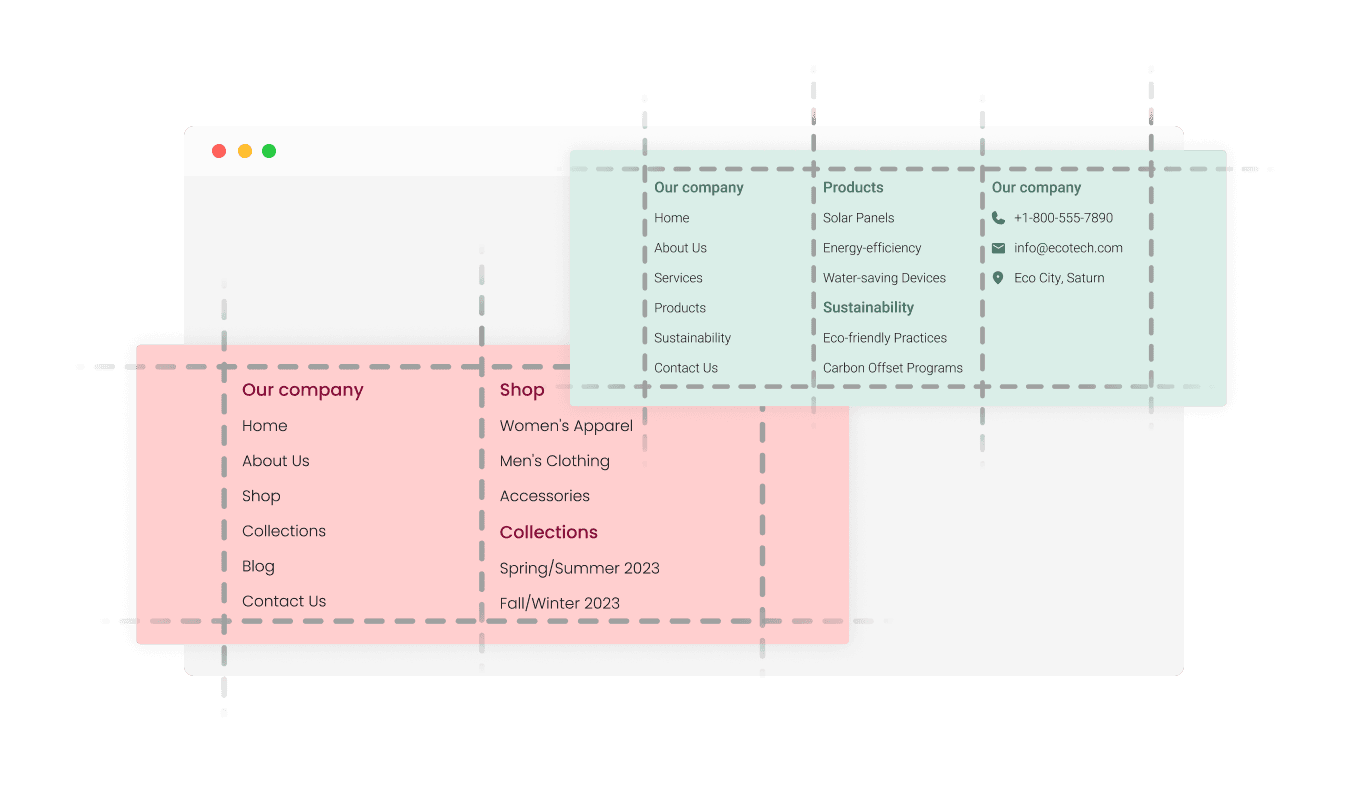 Mega Footer - Structured Layout with Multiple Columns