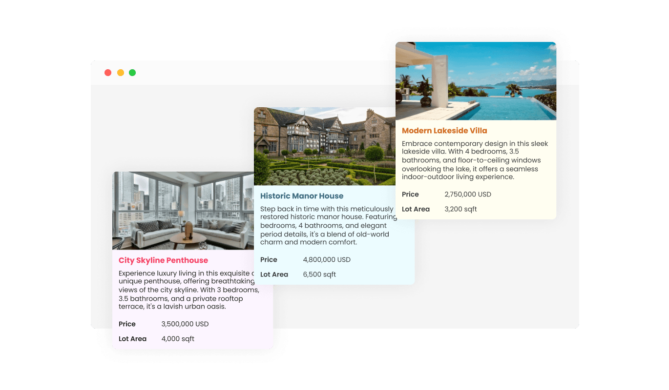 Real Estate Listings - Select from multiple design skins