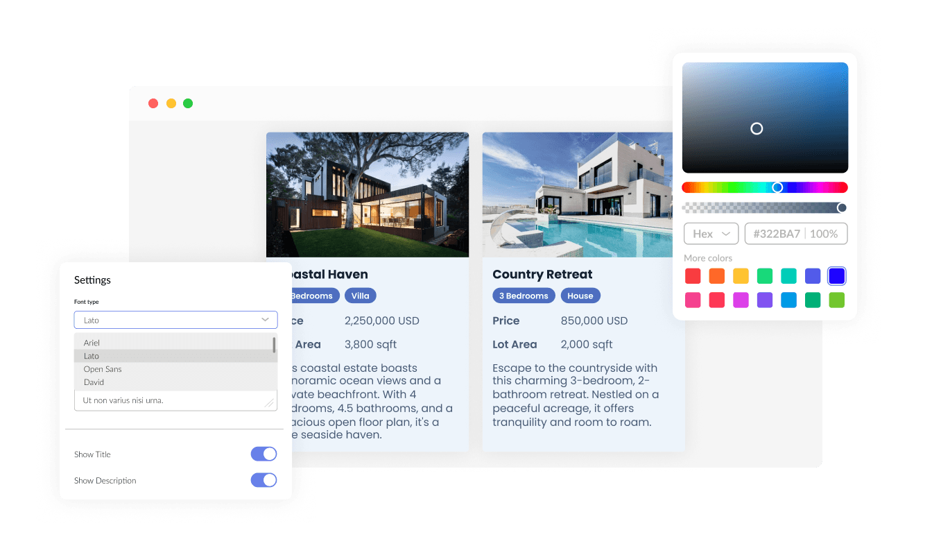 Real Estate Listings - Fully customizable  Onepage Real estate listings design