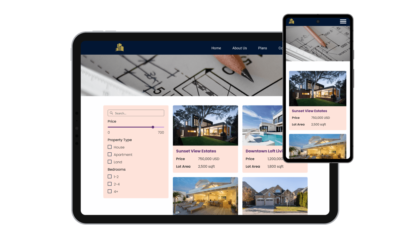 Real Estate Listings - Adaptive Display on All Devices