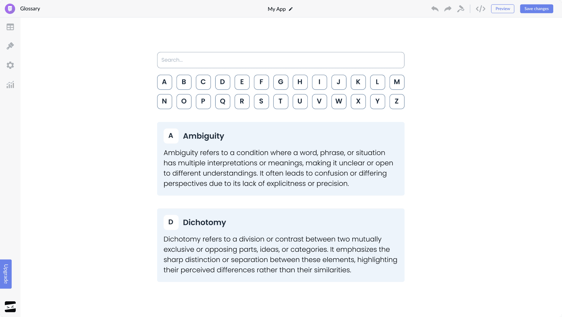 Glossary widget free works on any website