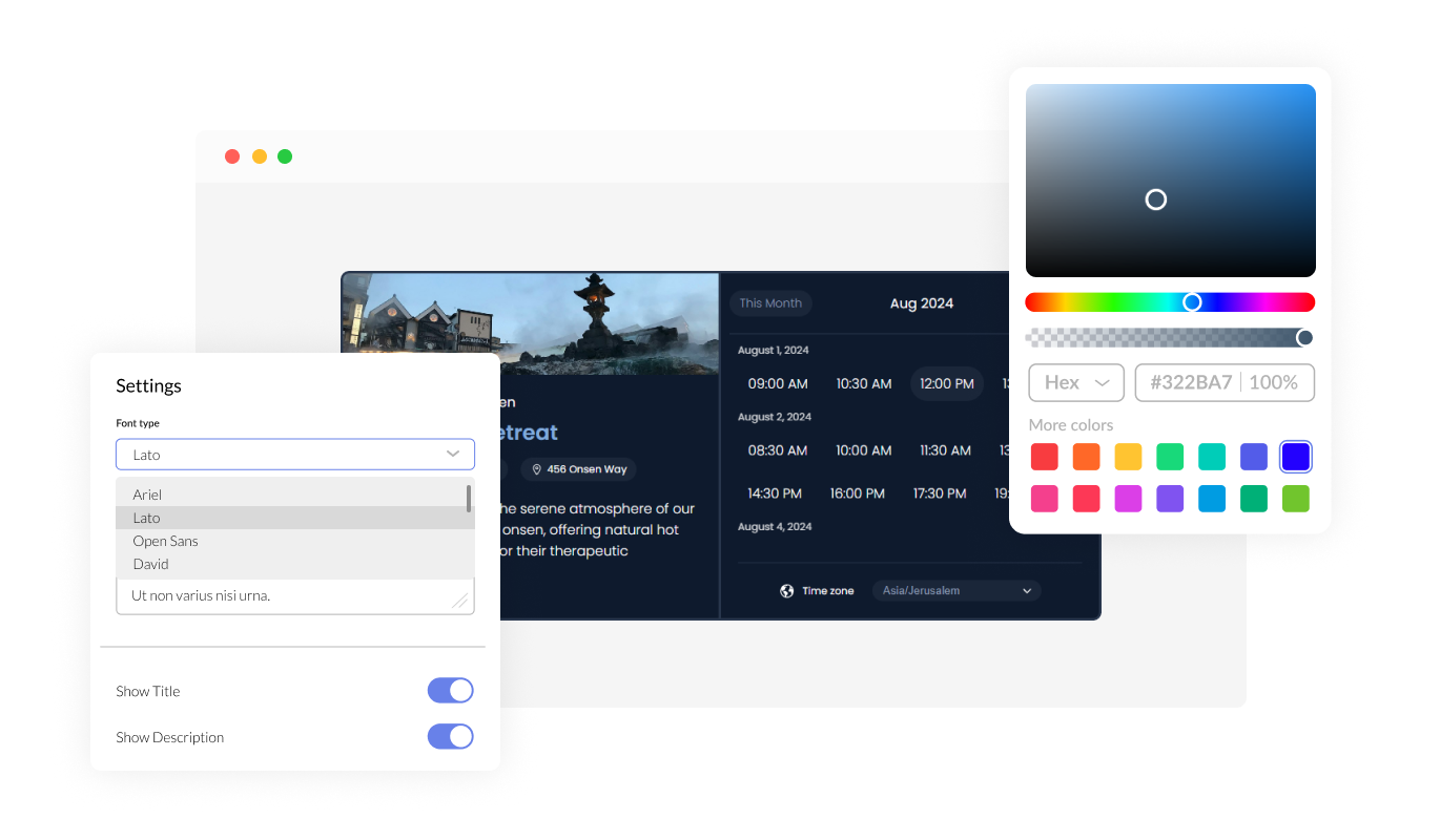 Booking - Fully Customizable  Onepage Booking widget