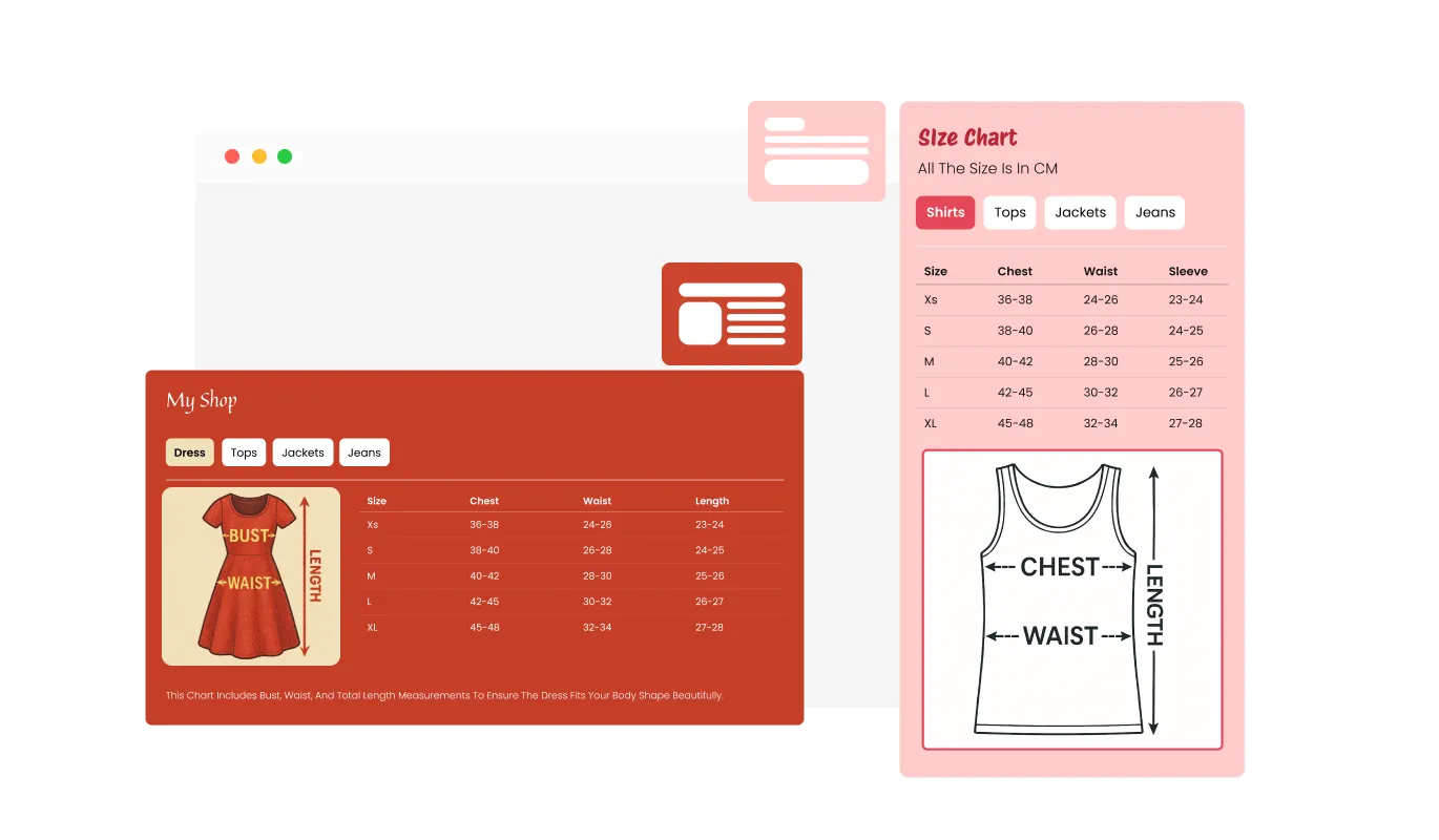 Size Chart - Varied Size Chart Layouts