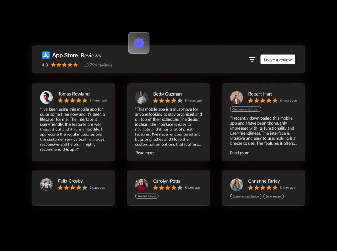 App Store Reviews widget preview