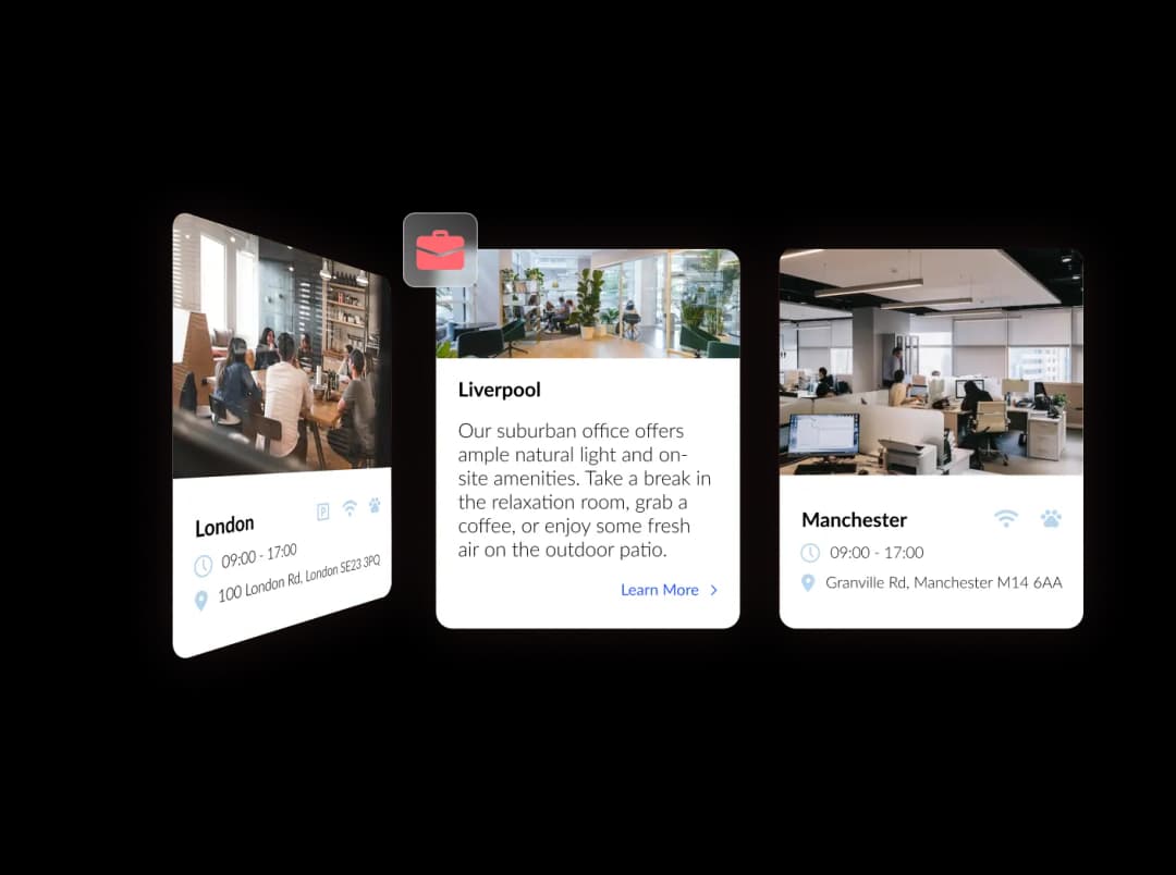 Company Branch Flip Cards widget preview