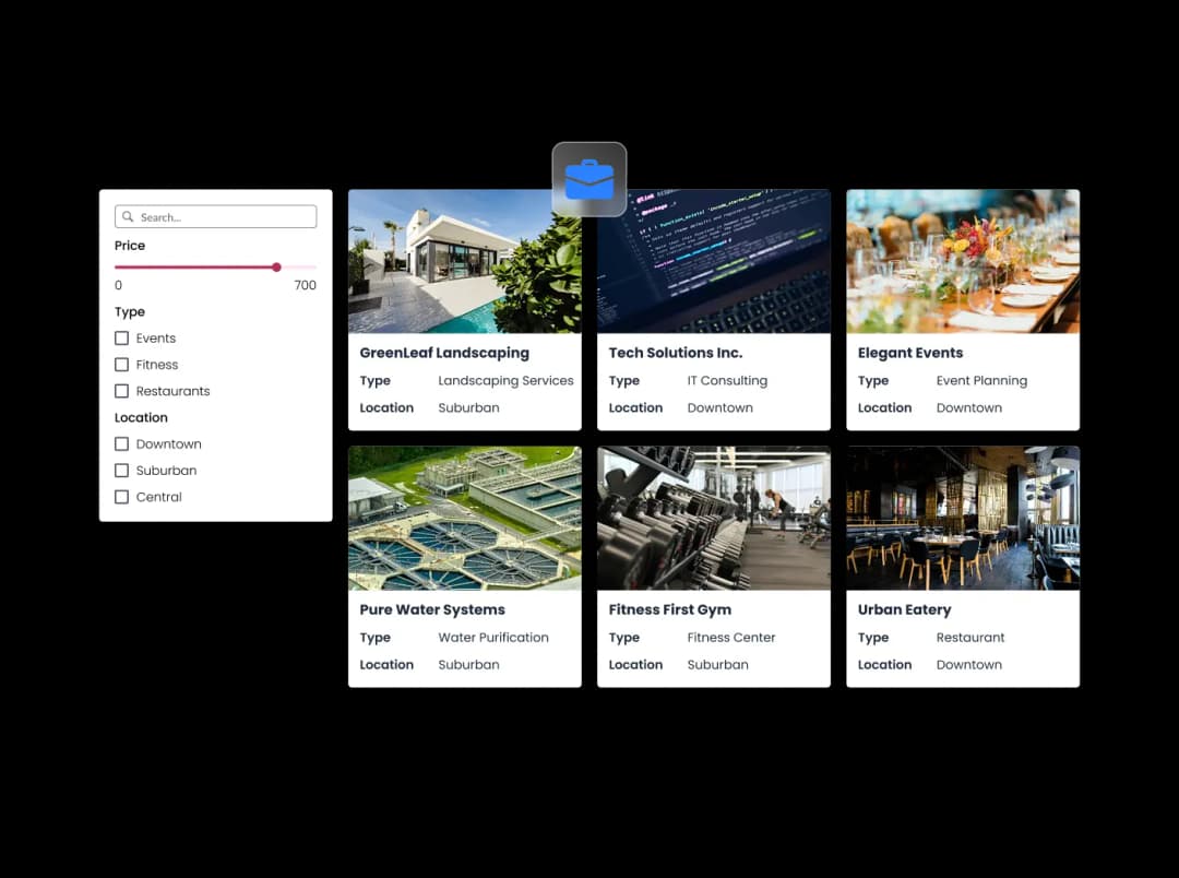 Business Listings widget preview