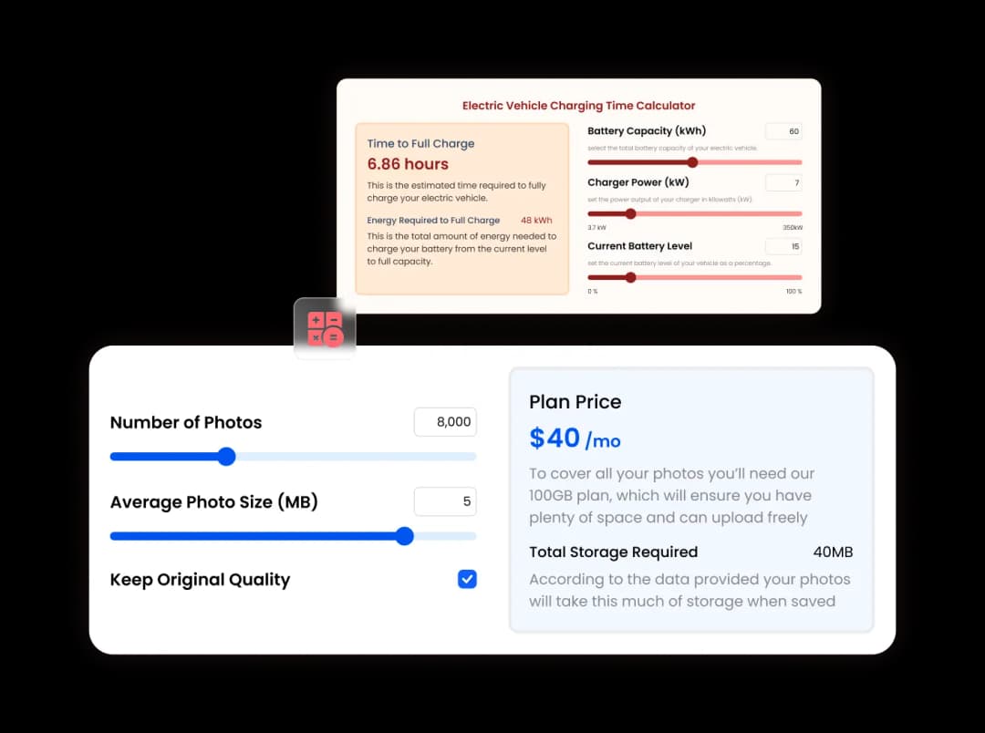 Calculator widget preview