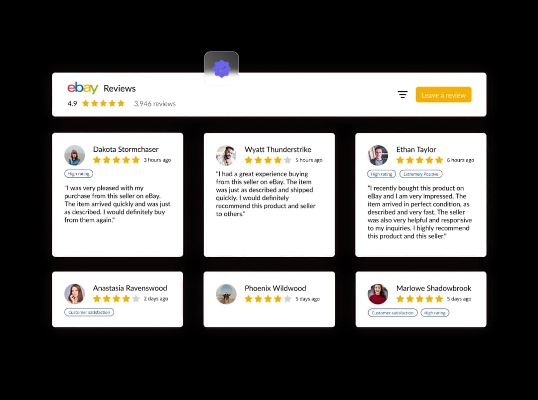 eBay Reviews widget preview