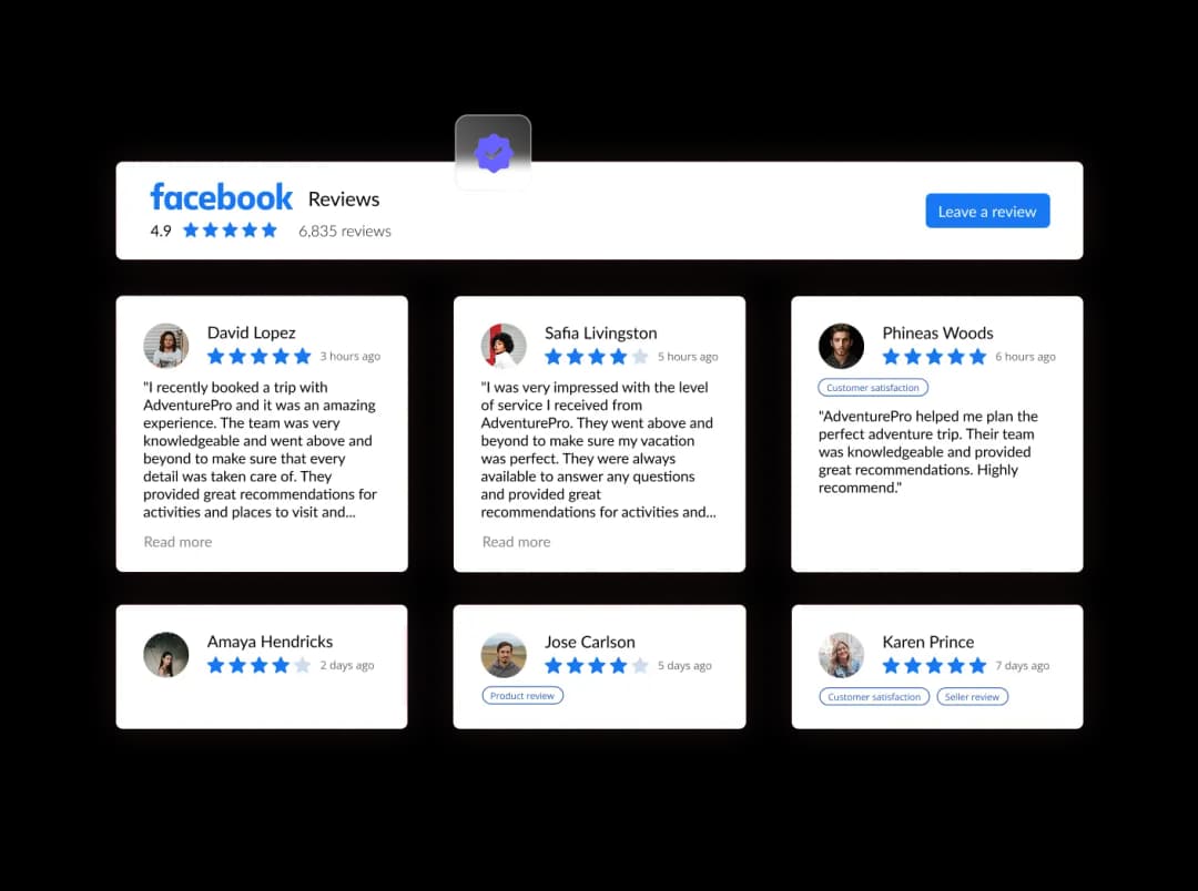 Facebook Reviews widget preview