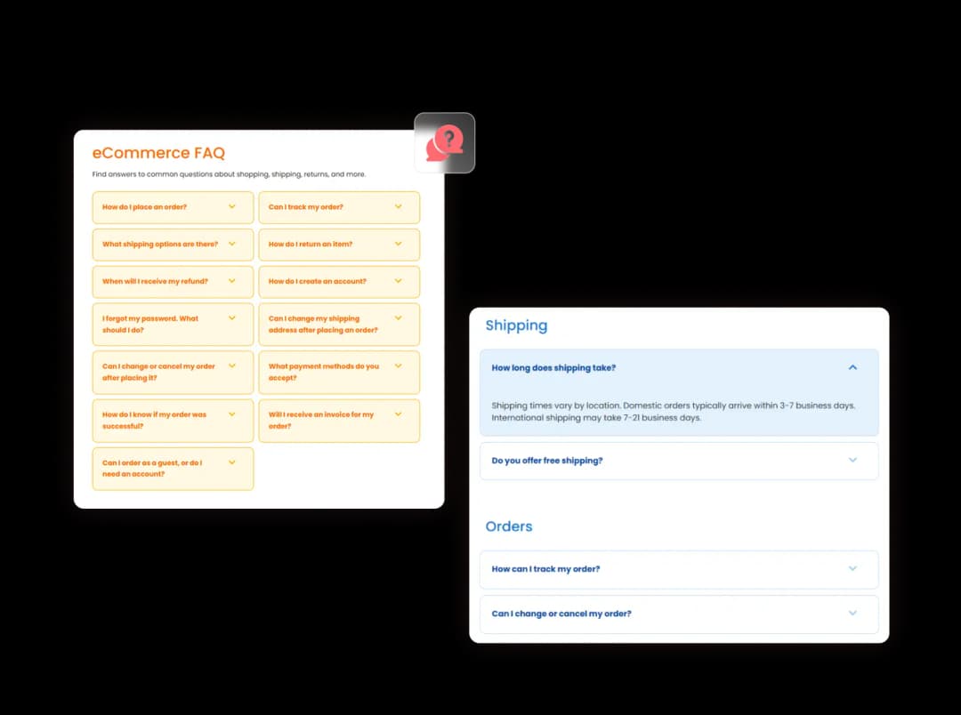 FAQ widget preview