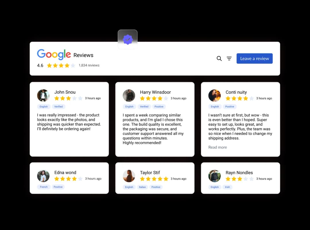 Google Reviews widget preview
