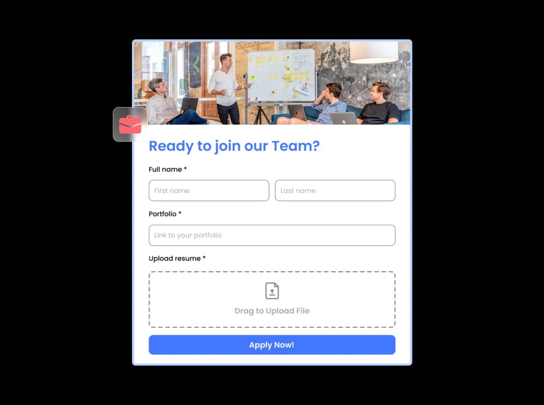 Job Application Form widget preview
