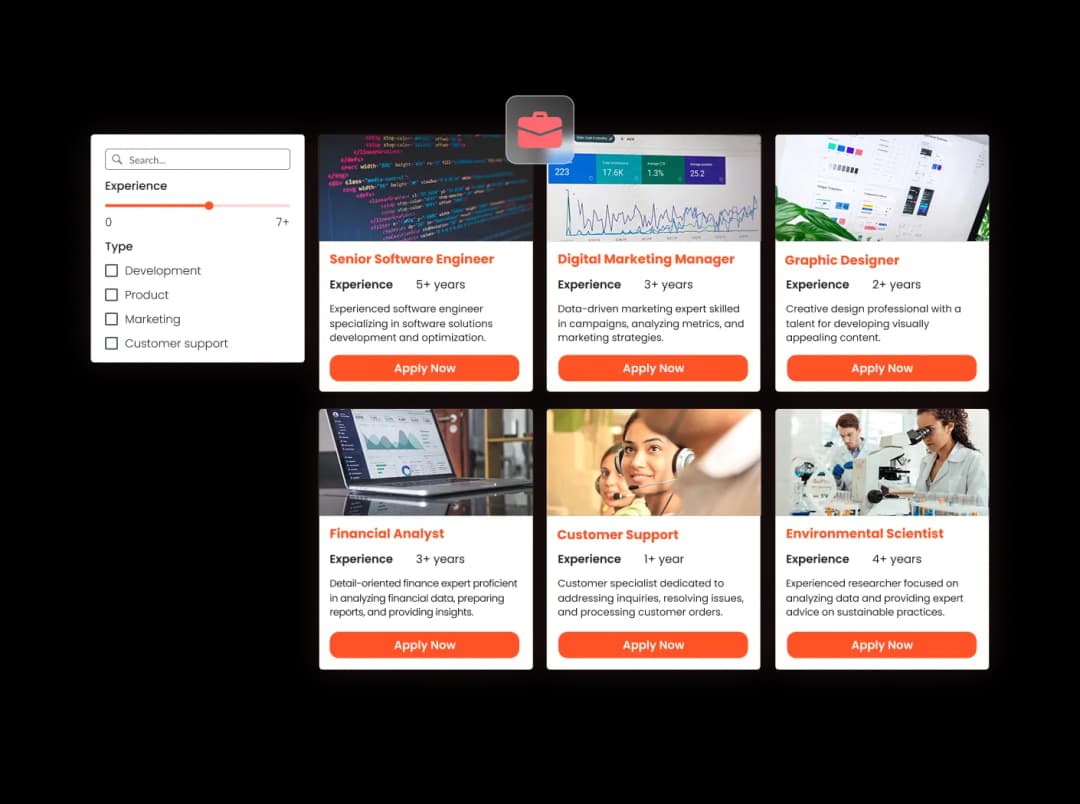 Job Listings widget preview