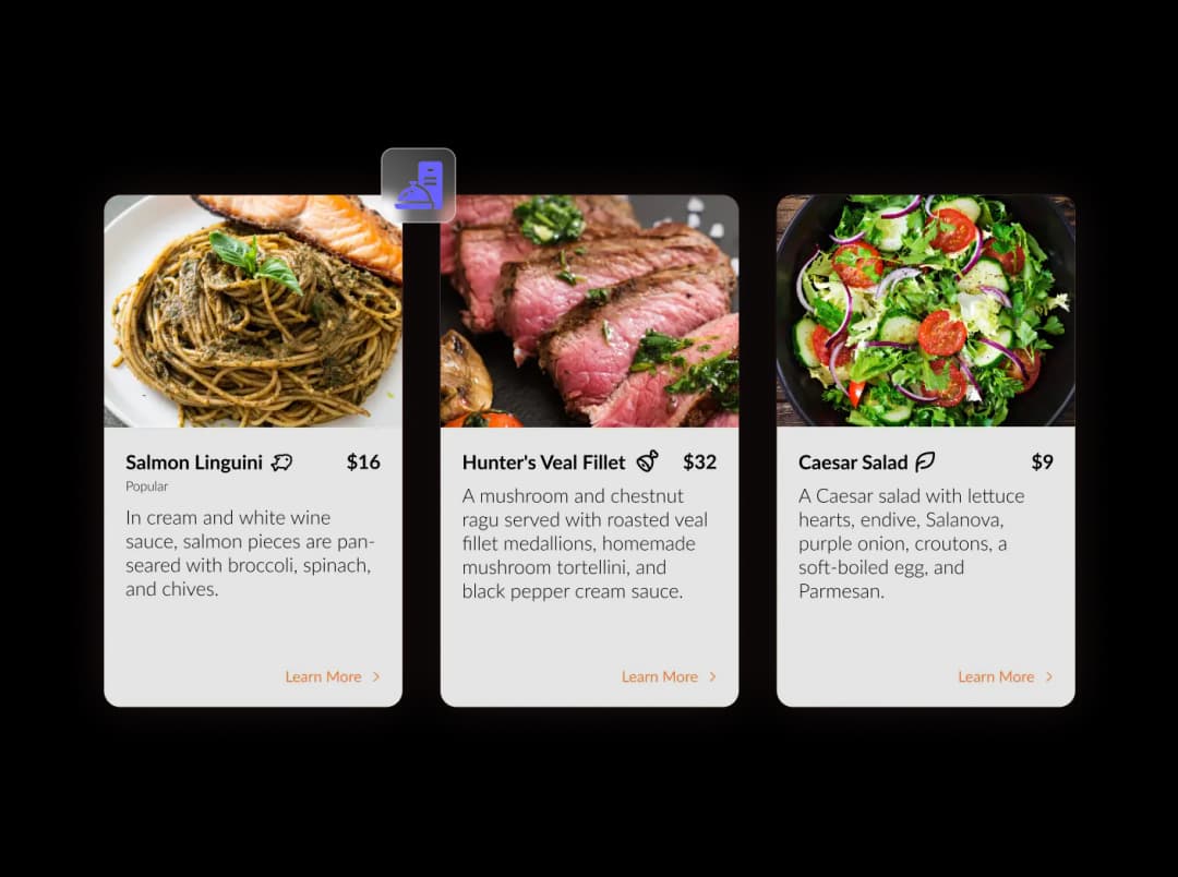 Restaurant Menu List widget preview