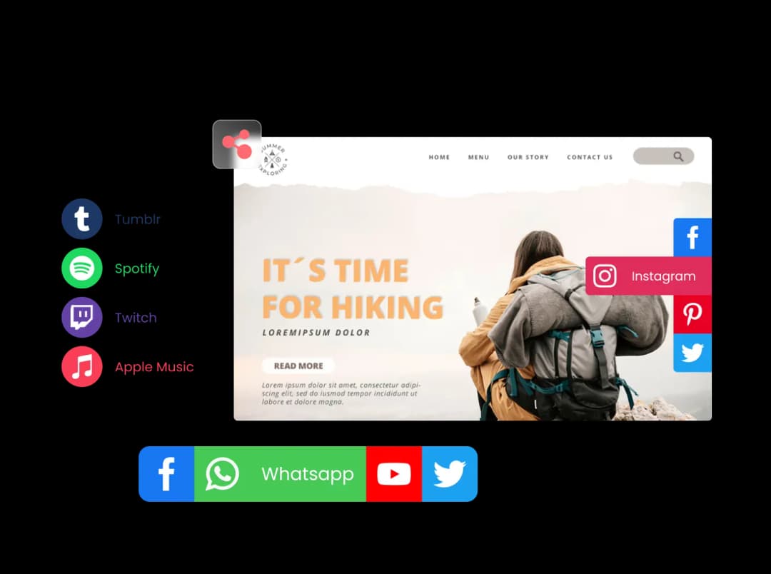 Social Media Links widget preview