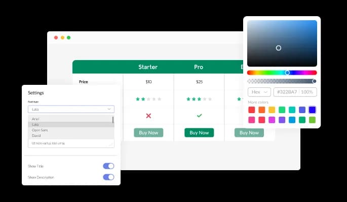 Comparison Tables - Easily customizable extension