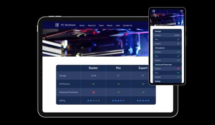 Comparison Tables - Designing for Divi website is all about responsive design