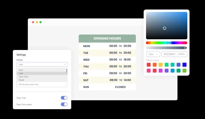 Opening Hours - Fully Customizable