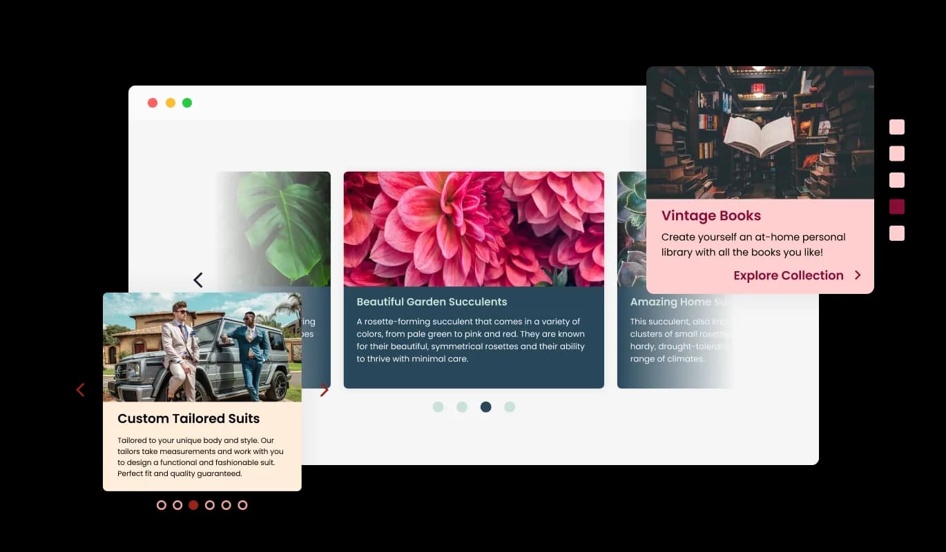 Card Carousel - Slides Site Generator Card carousel Various Layouts