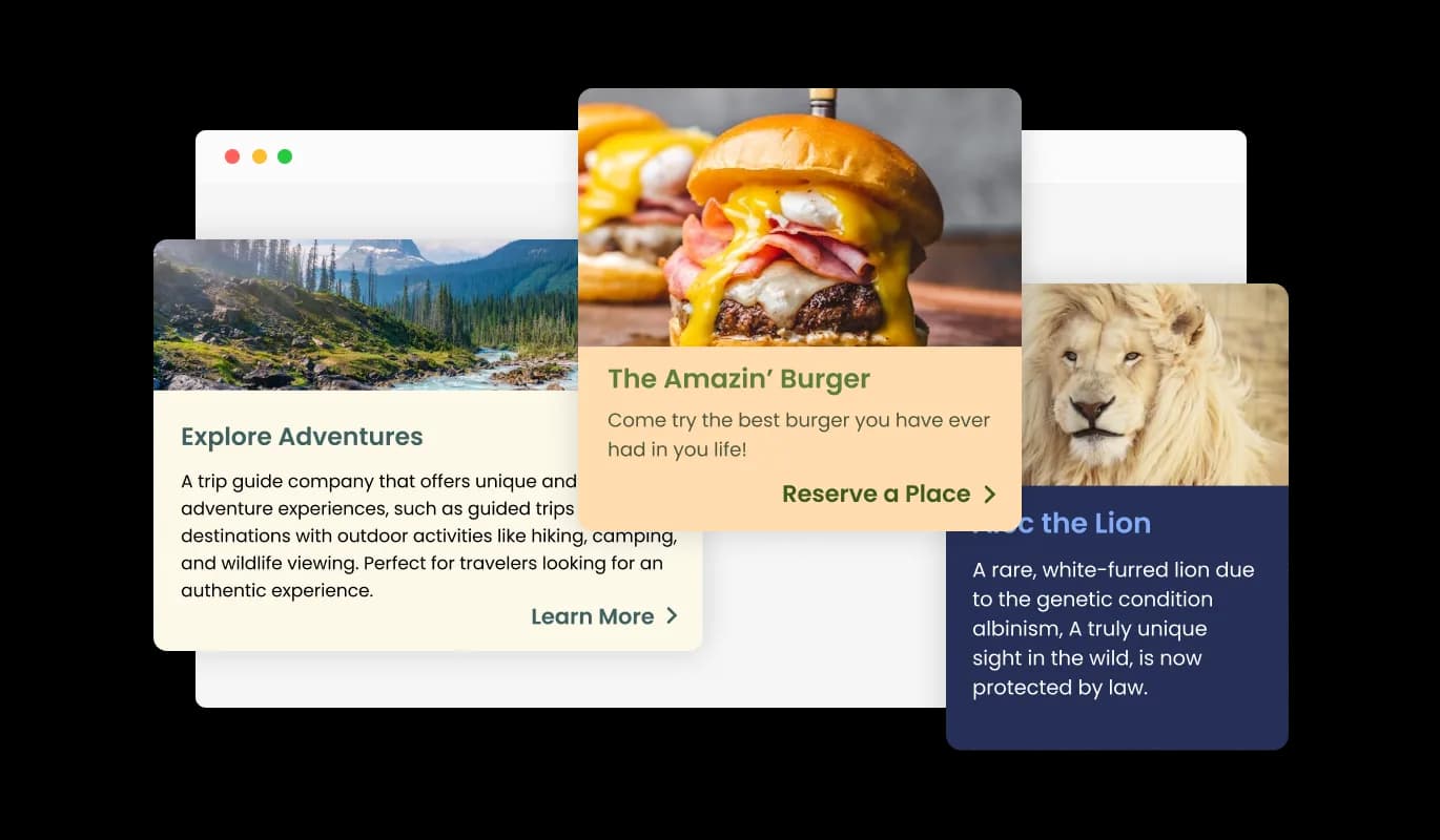 Card Carousel - With the Card Carousel widget, choose from a Variety of Skins.