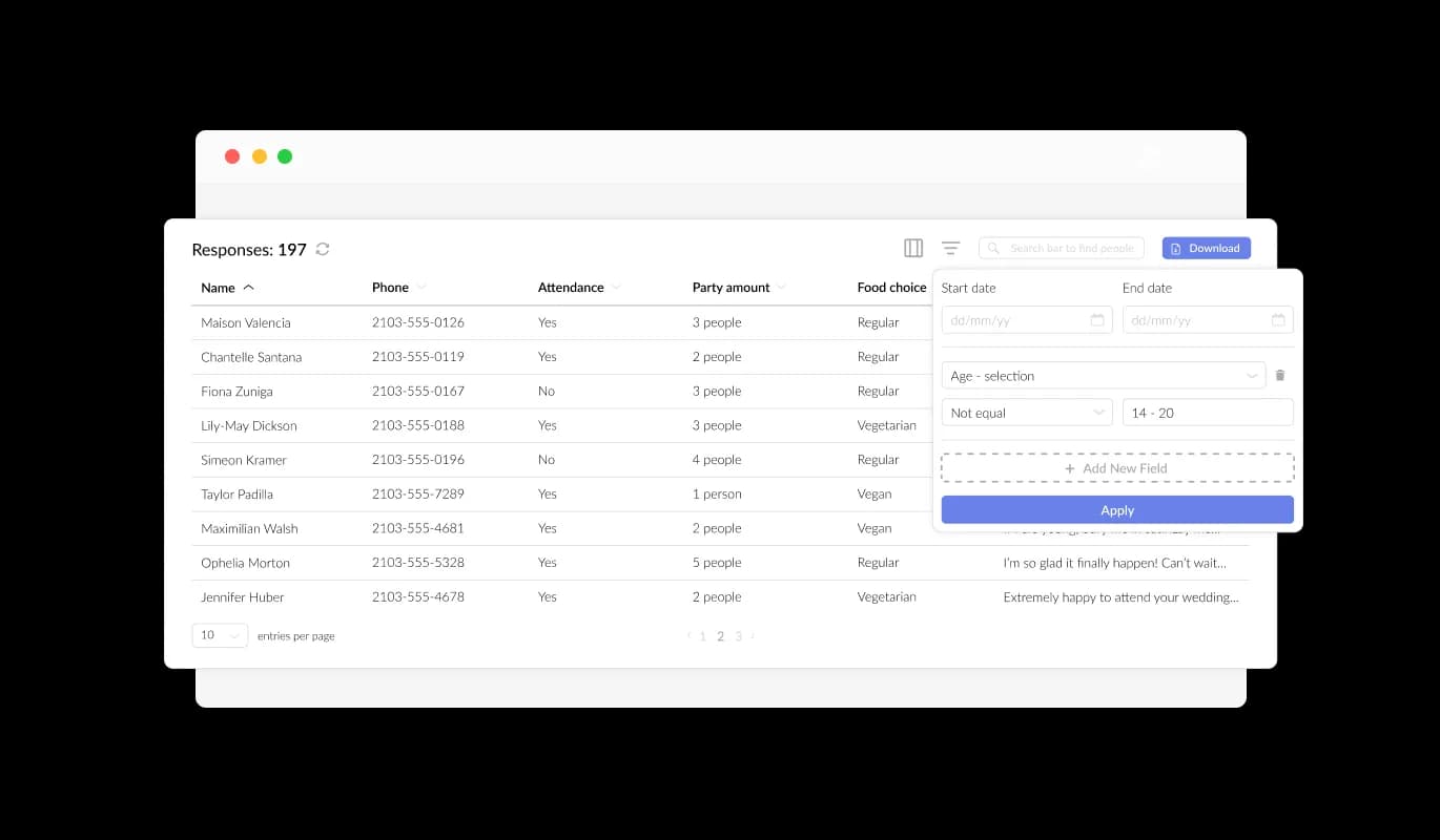 RSVP Form - Seamless Guest RSVP Data Collection