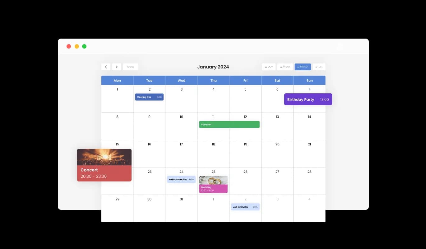 Calendar - RubberDuck widget Personalized Color Customization