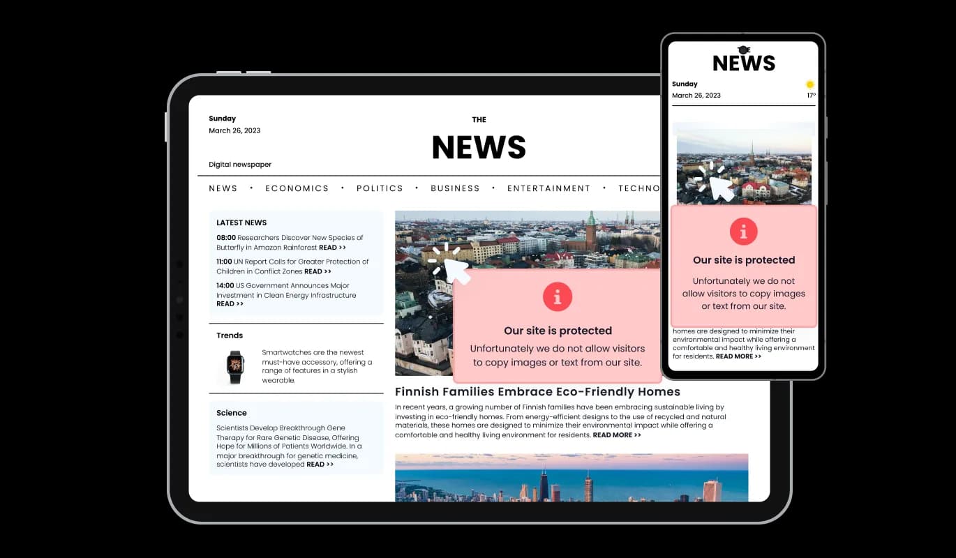 Right Click Protection - Universally Responsive Content Protection