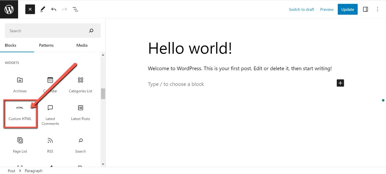 Select Custom HTML