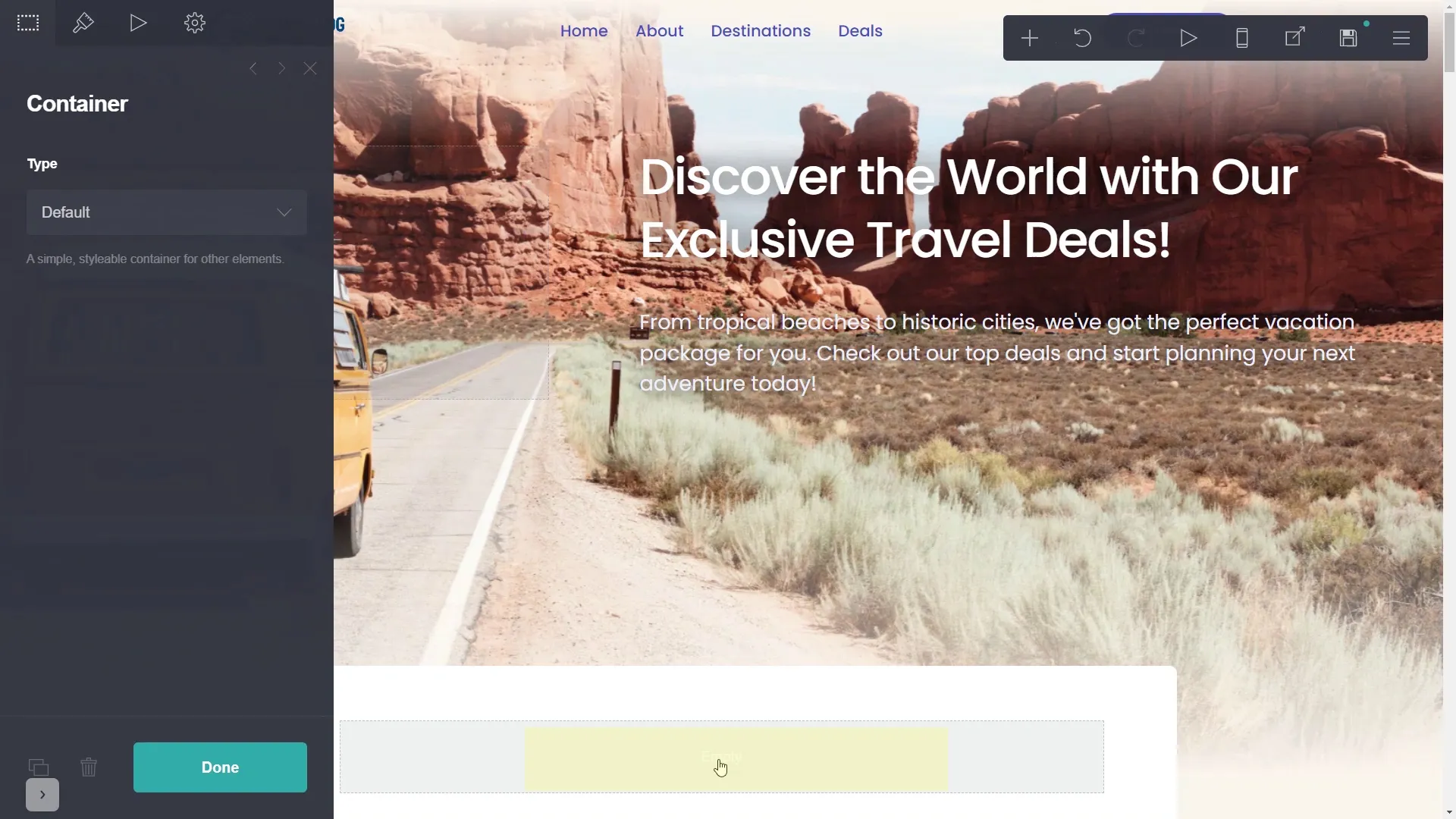 Select where to add the widget