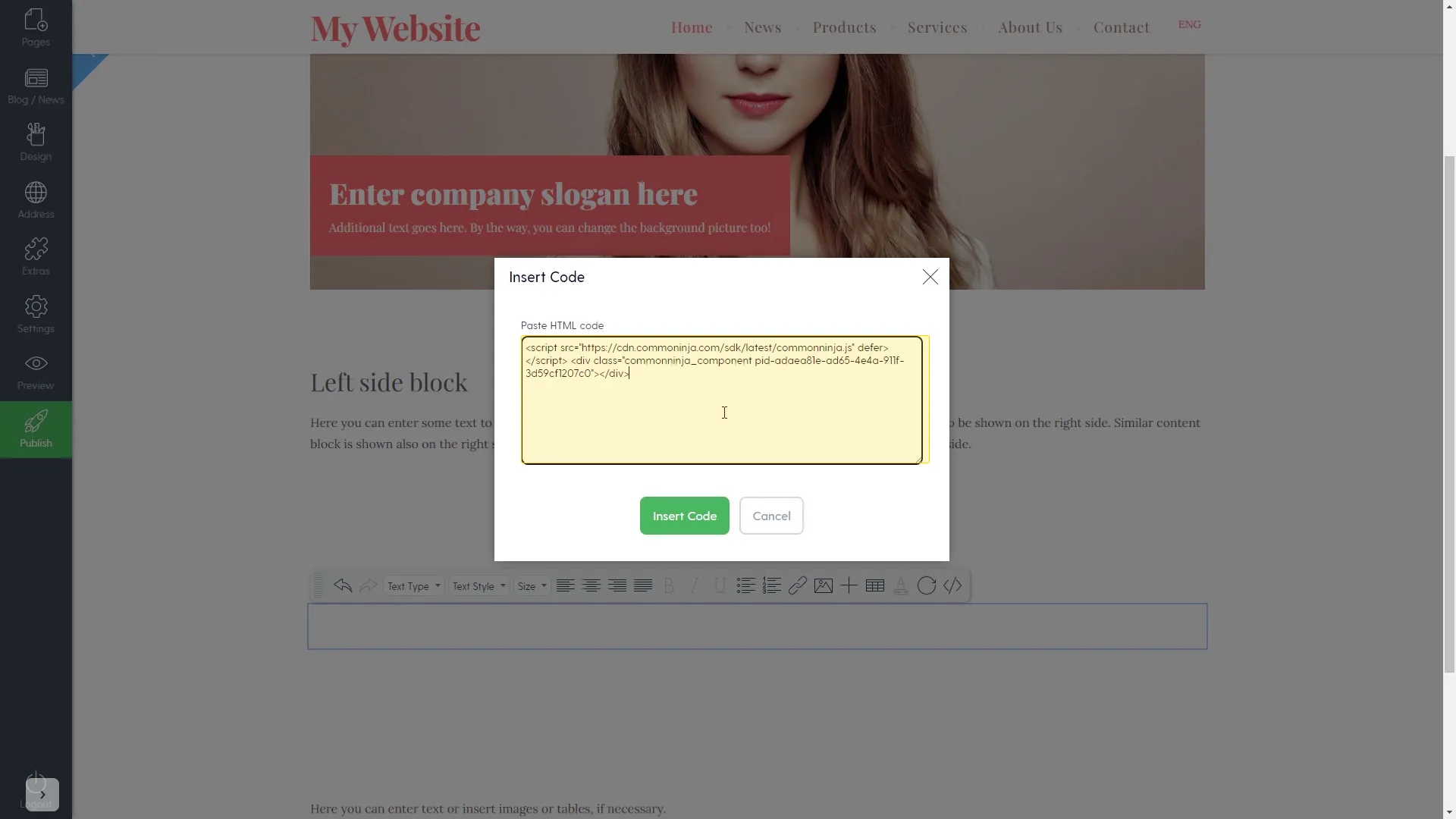 Add the Timeline embed code