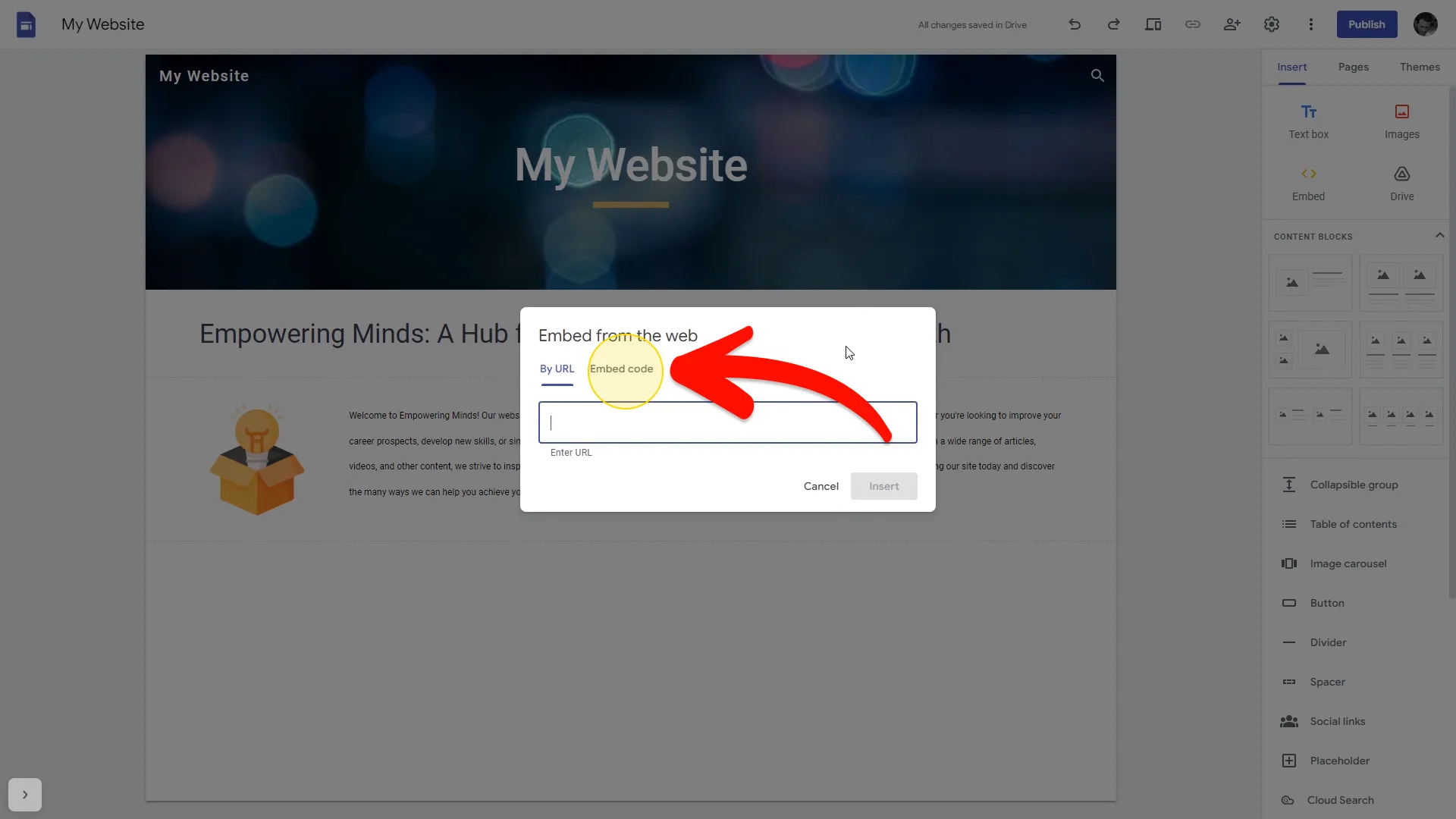 Enter the Embed Code
