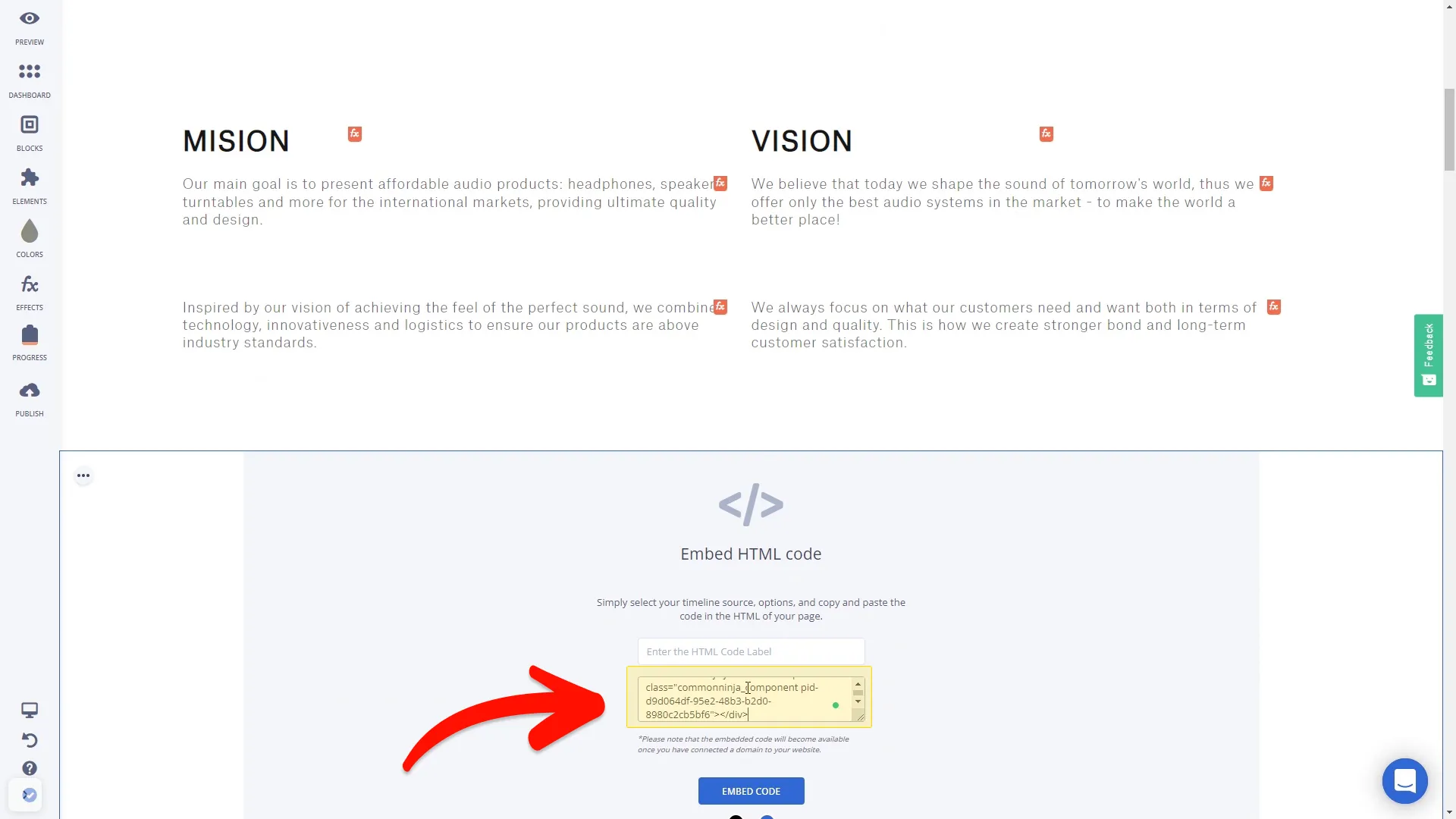 Add the Image Grid Slider embed code