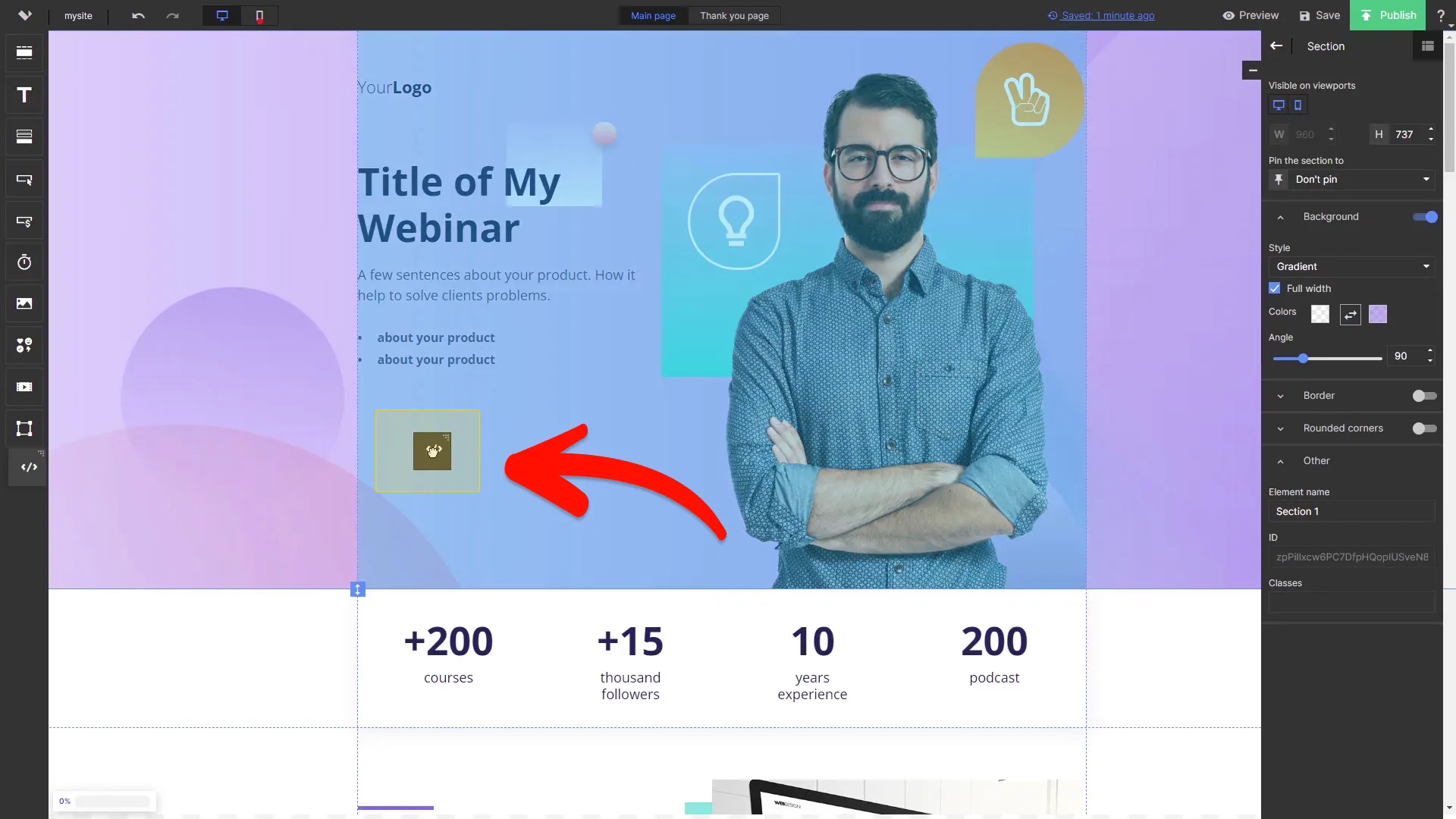 Place the HTML Element on your page
