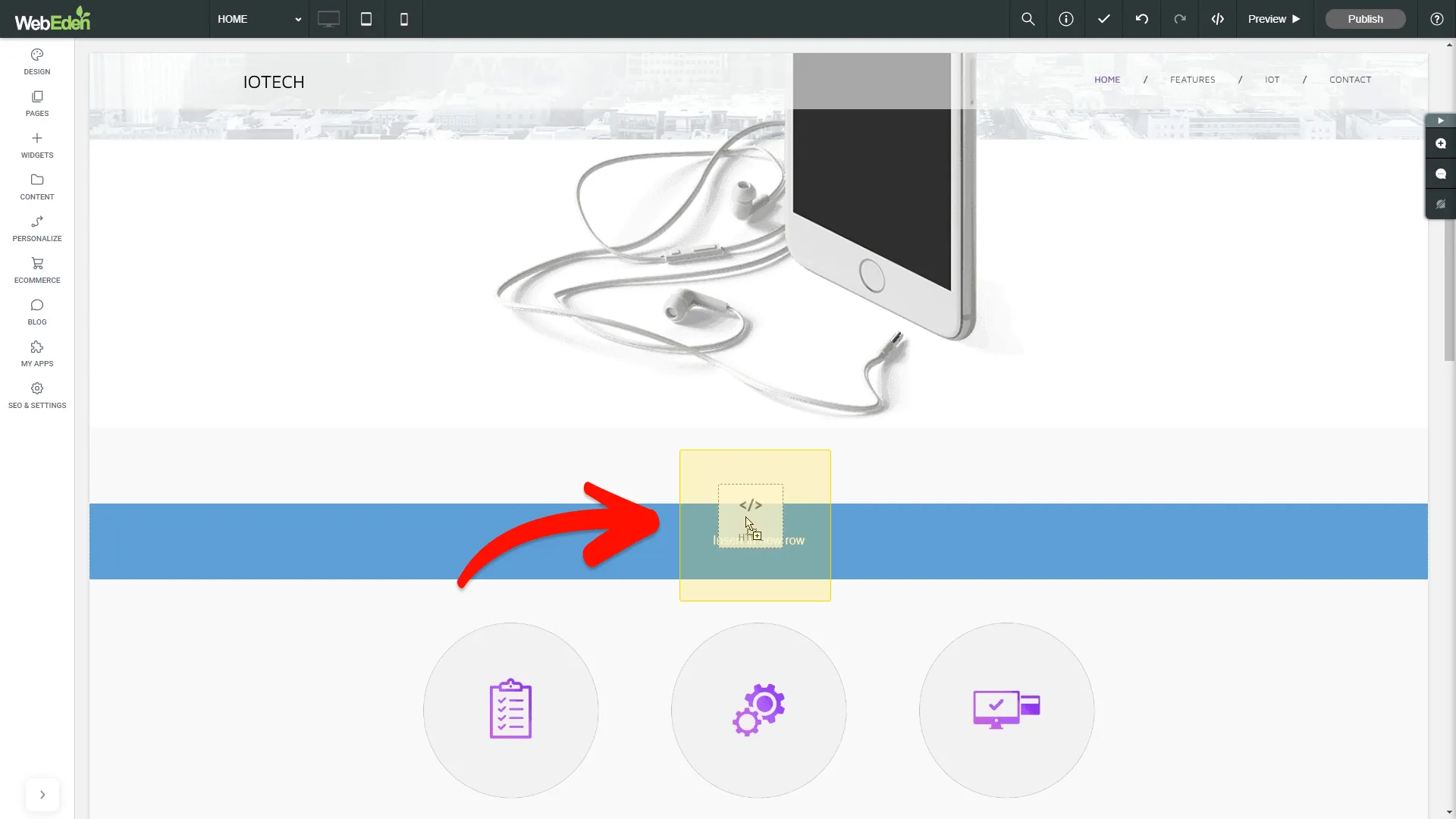 Place the HTML widget on your page