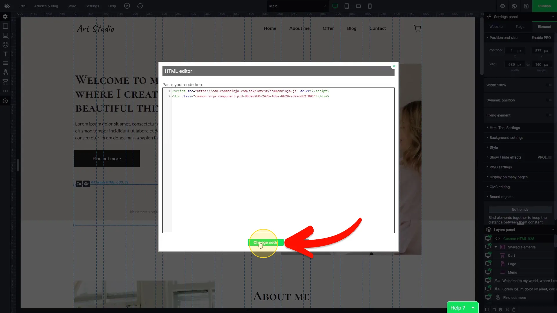 Click Change Code