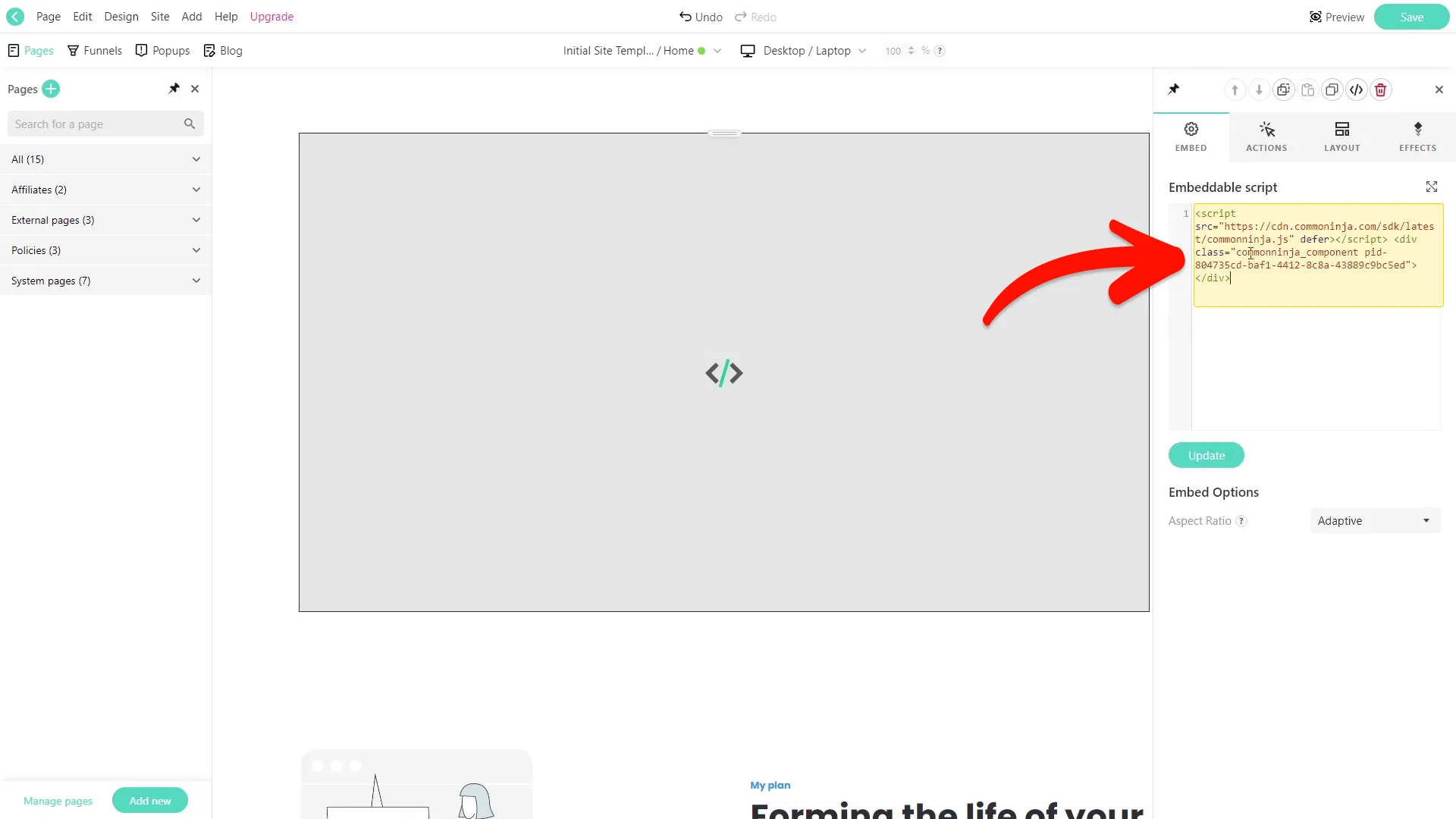 Add the Animated Headline embed code