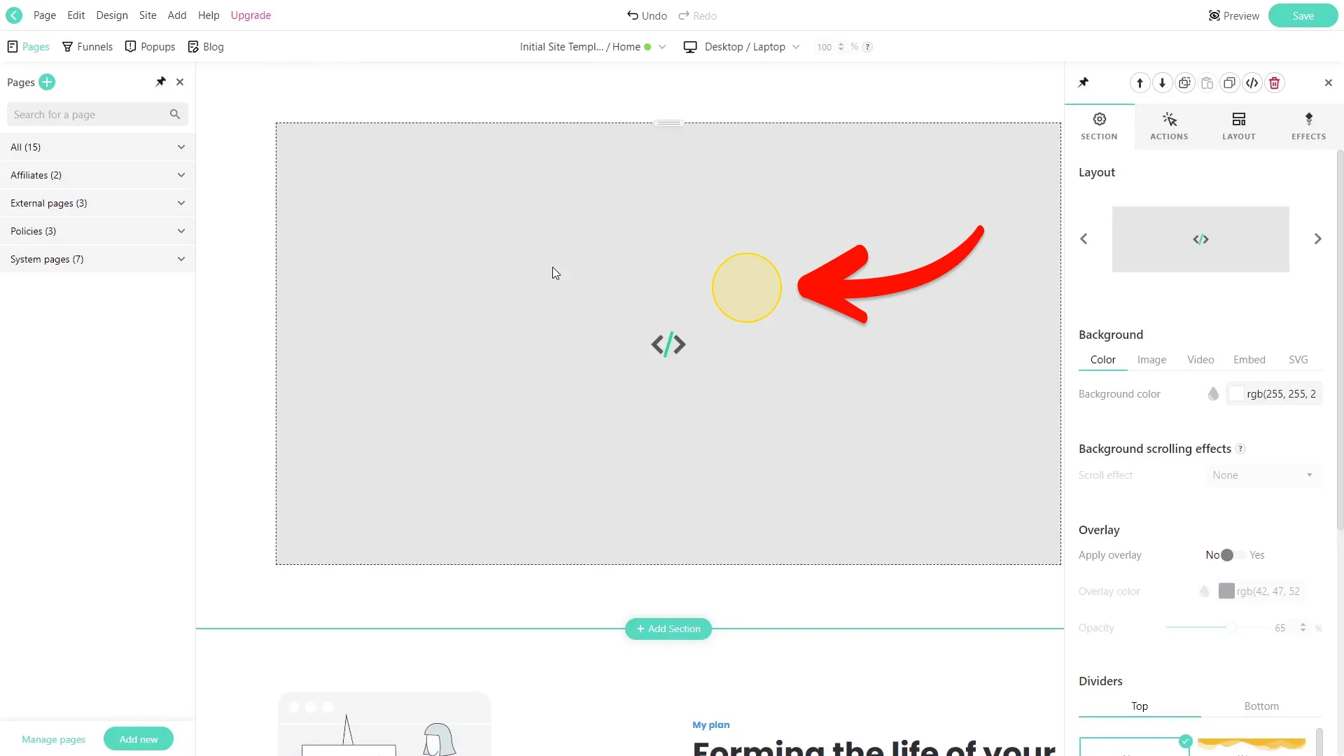 Enter the Embed code editor