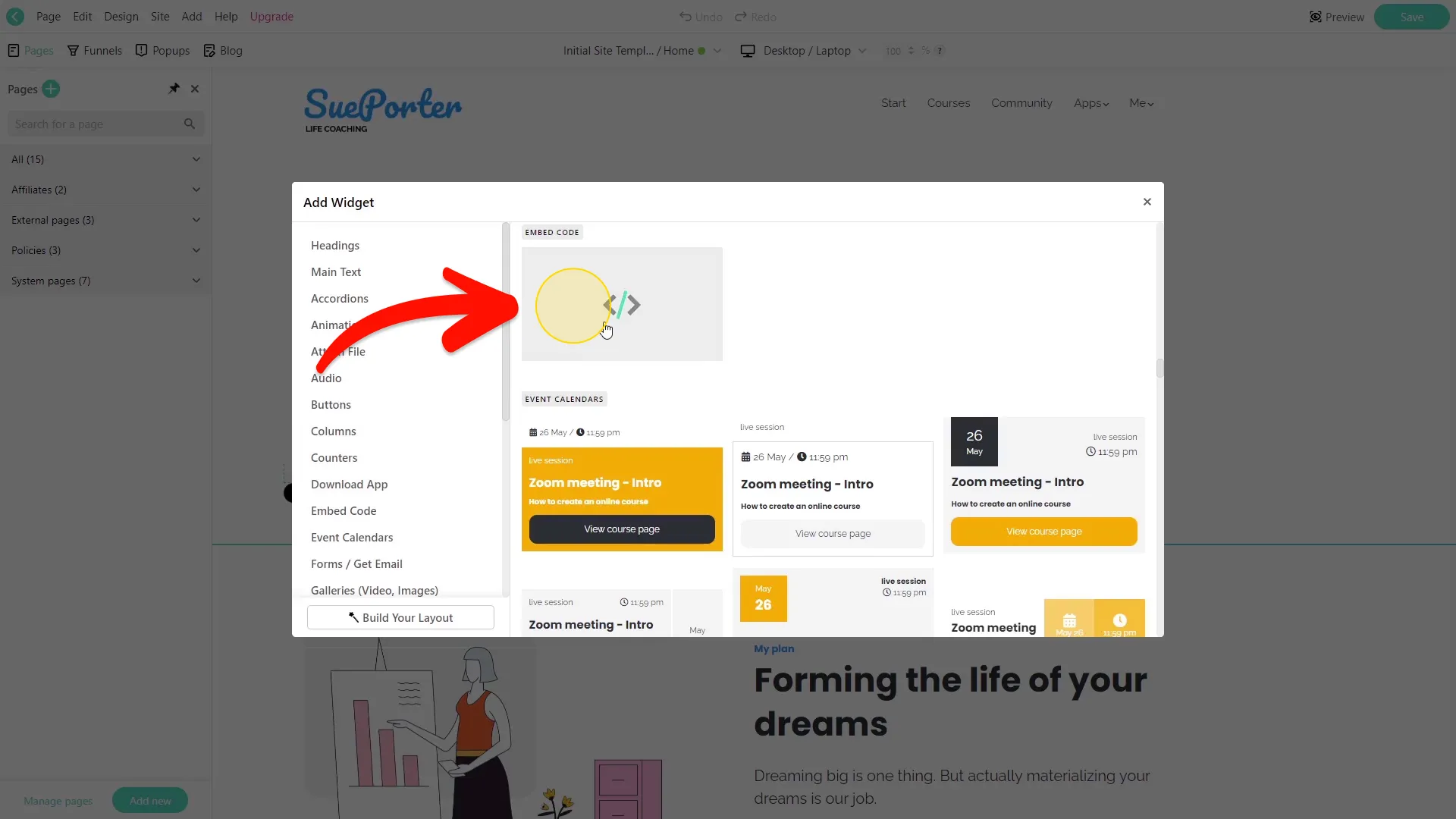 Click the Embed Code Image