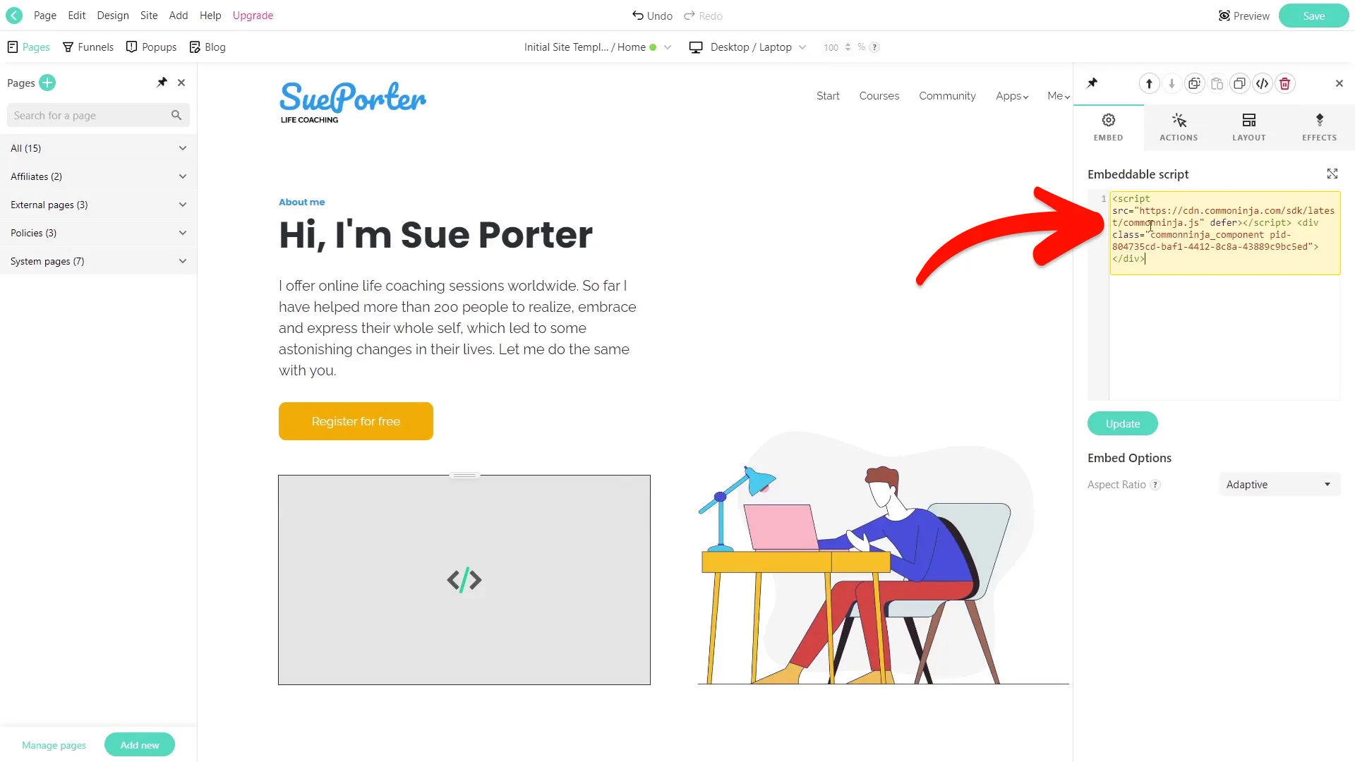 Add the Animated Headline embed code