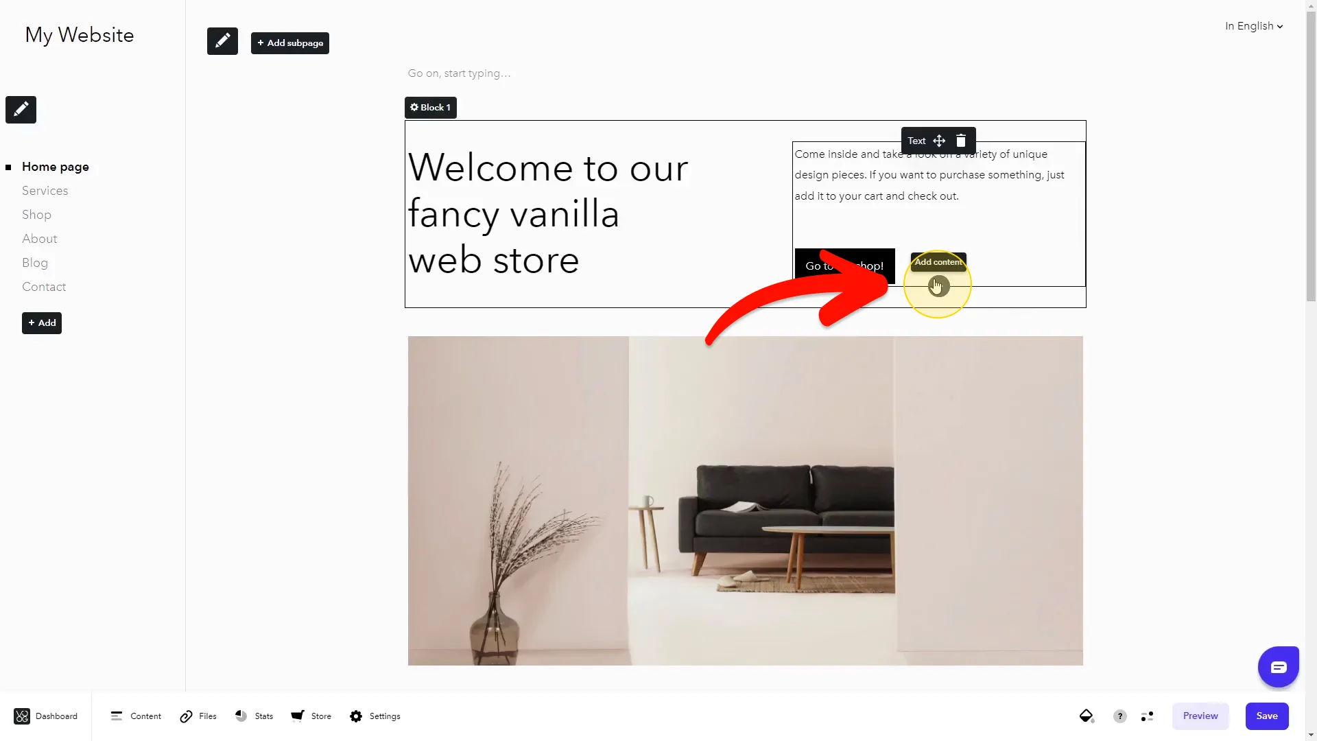 Add Content Item to a Blcok