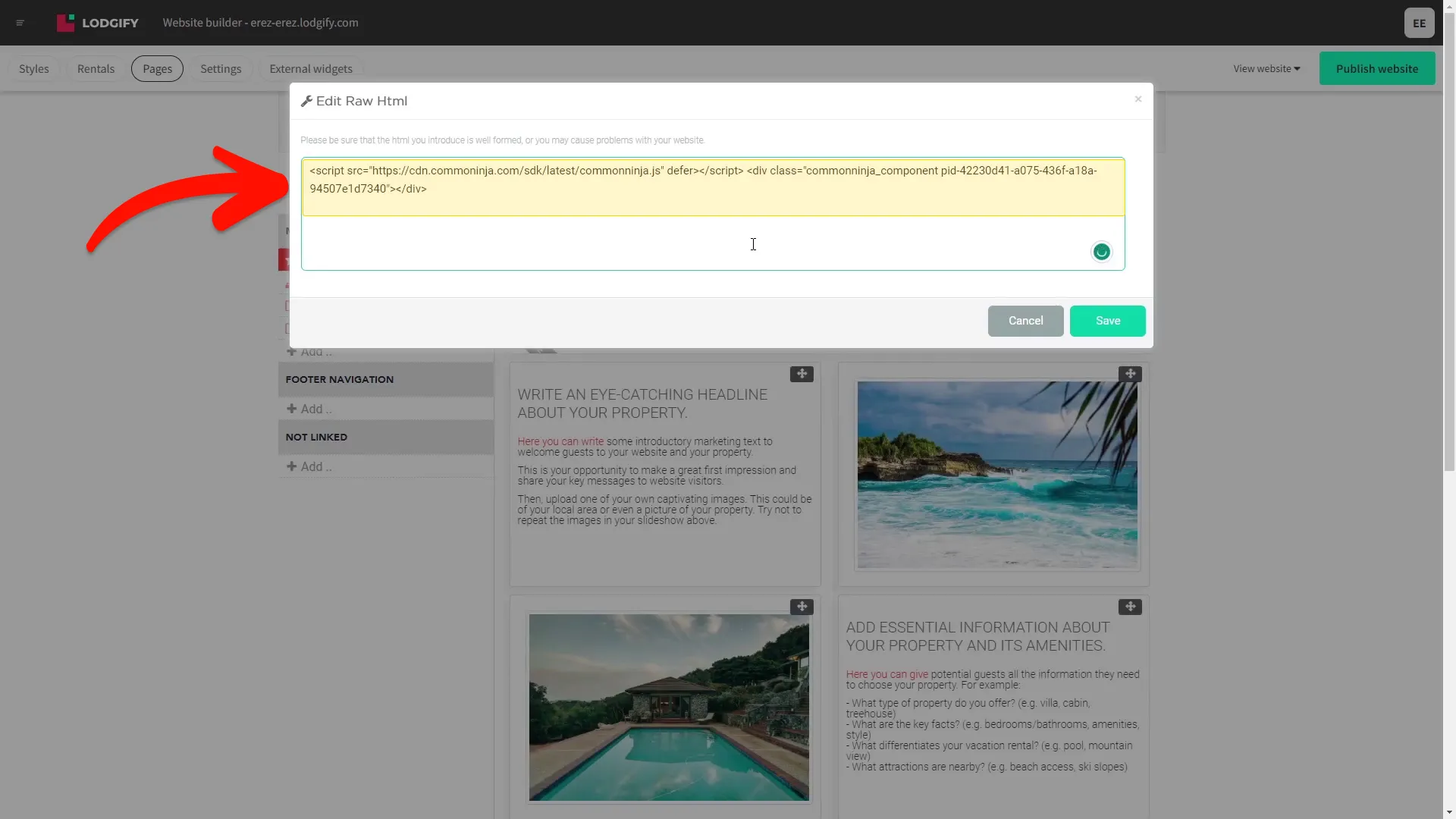 Add the Image Accordion embed code