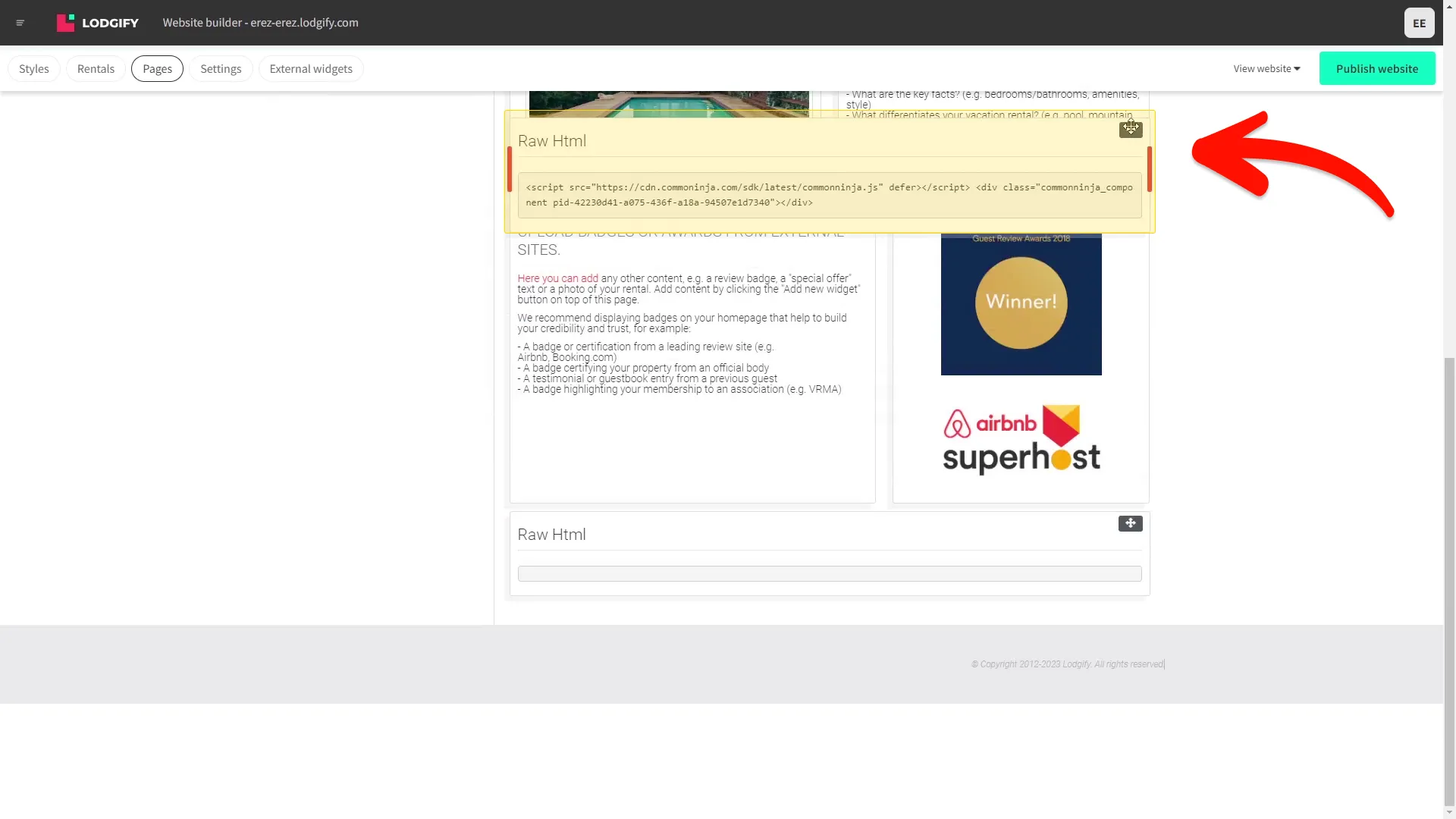 Place the Image Accordion on your page
