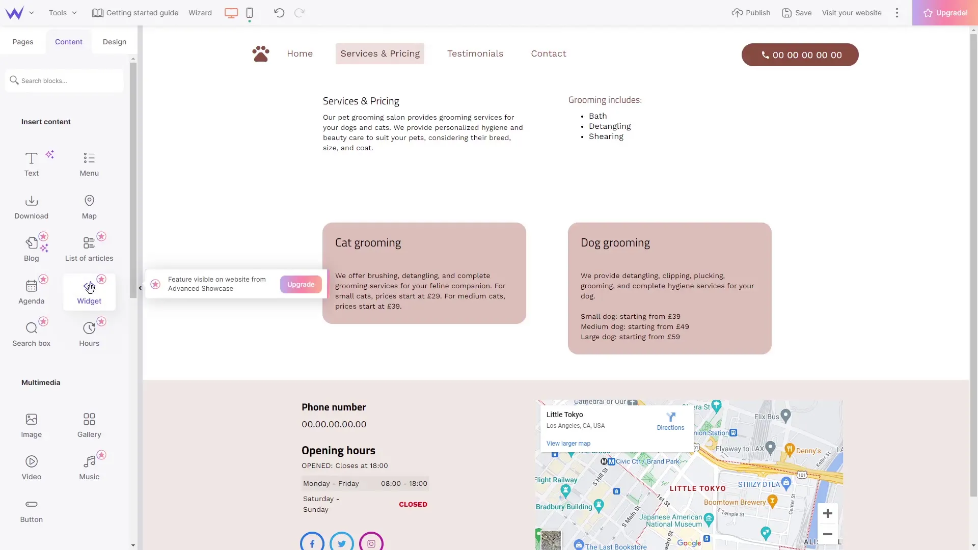 Select the Embed Widget