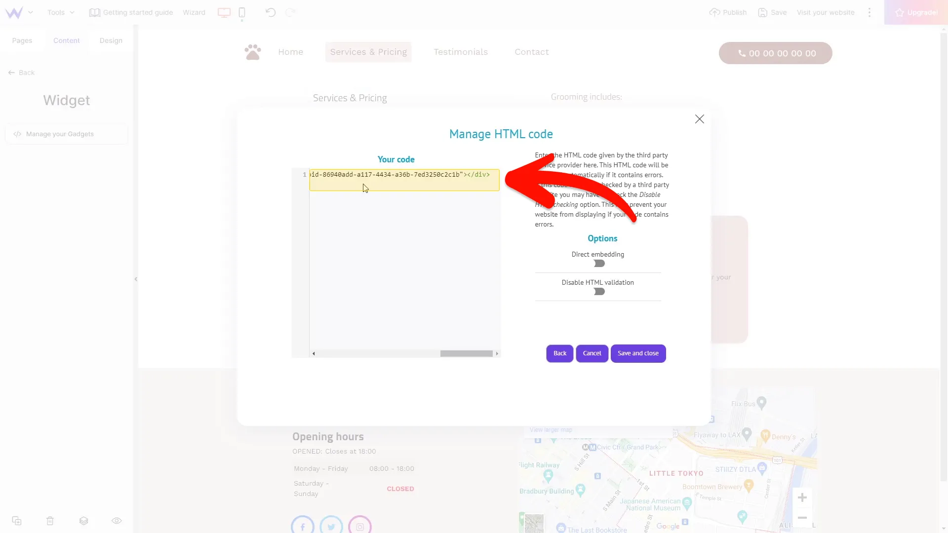Add the WhatsApp Chat embed code